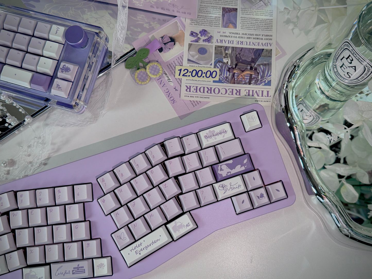 ONLY 1 Instock Prebuilt Aluminum Customized Mechanical Keyboard DIMIALICE Ergonomic Pastel Purple Keyboard Set(not including the KiiBOOM number pad)