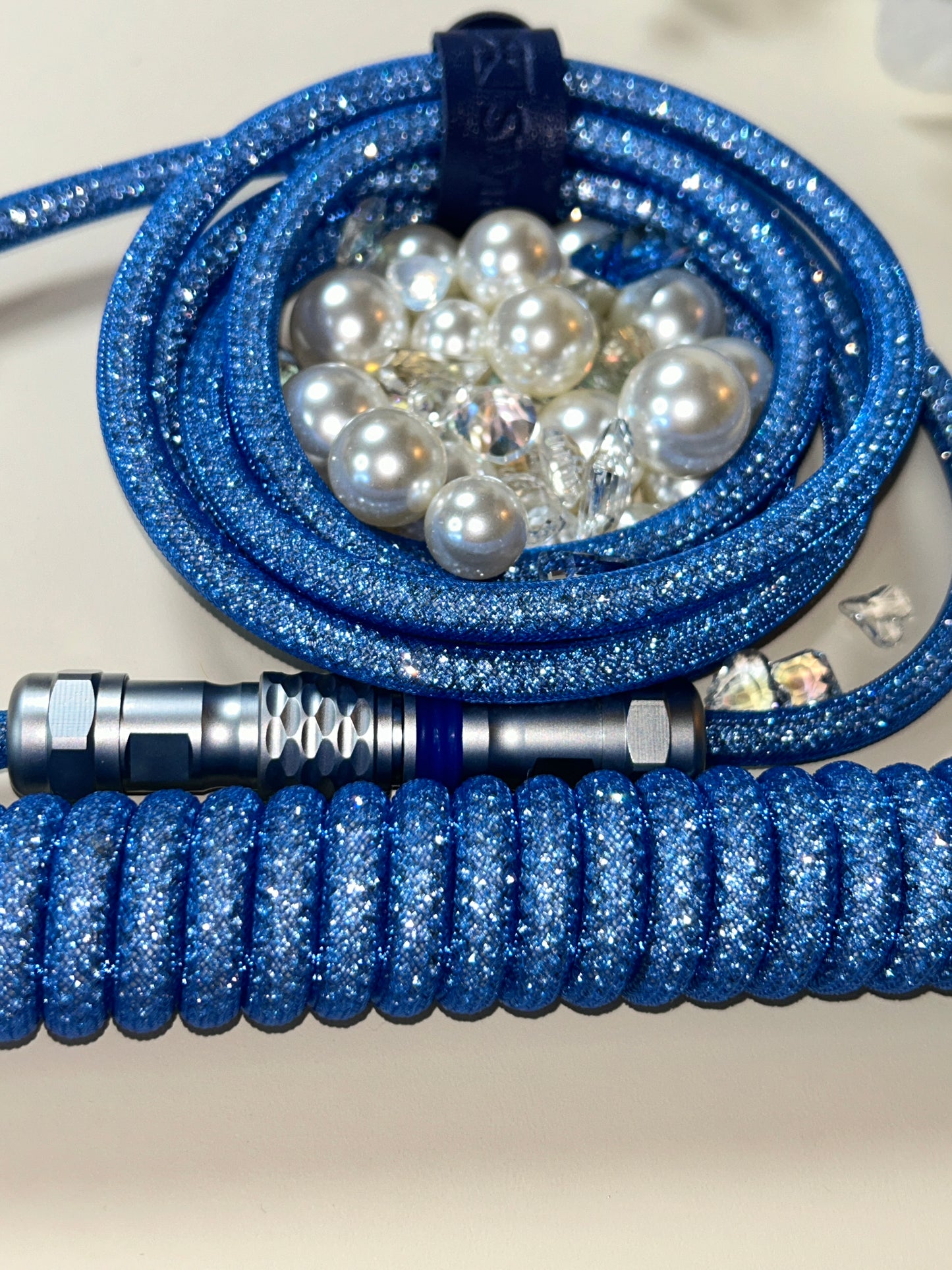 Blue Diamond Silver Keyboard Coiled Cable