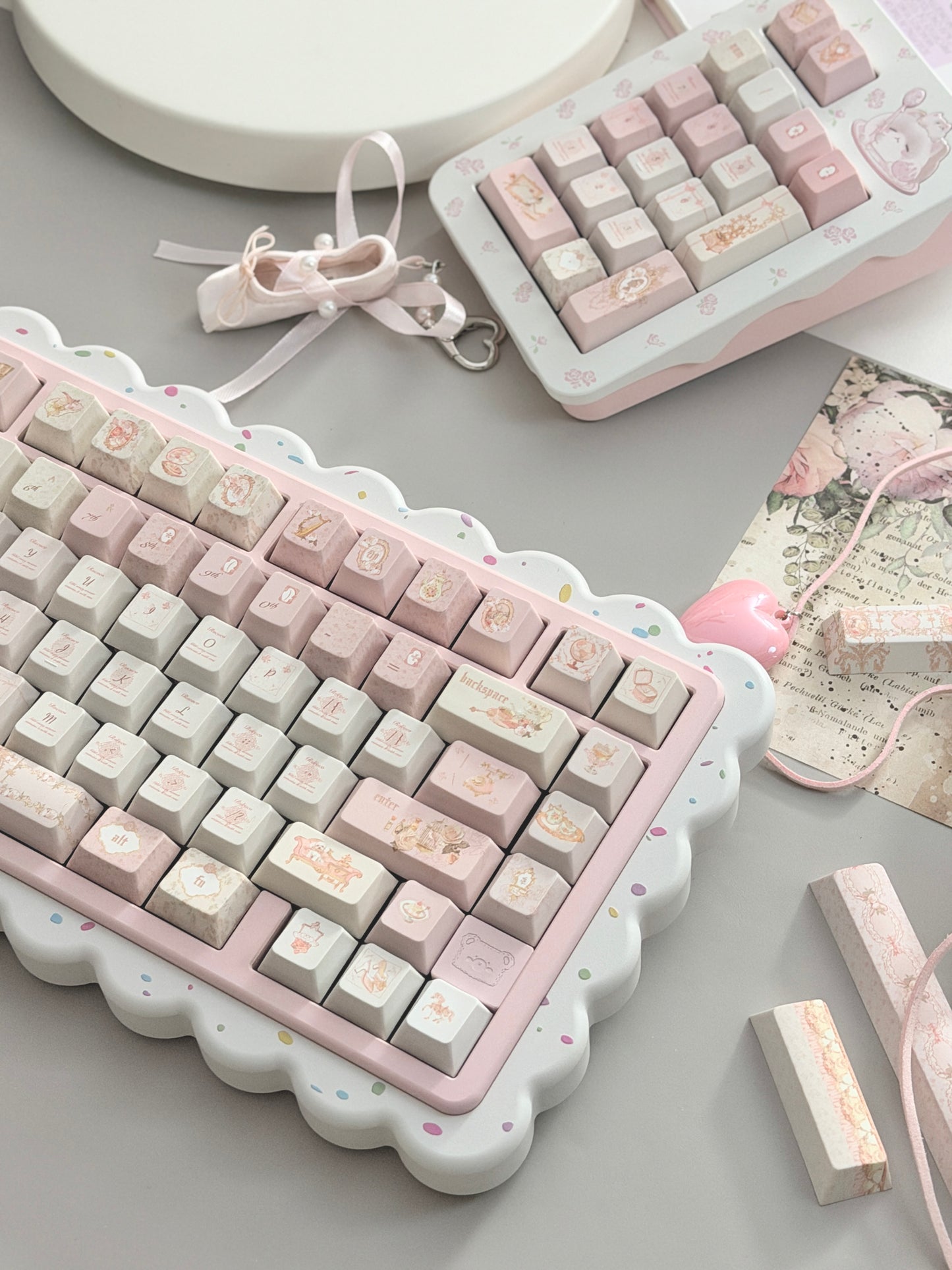 ONLY 1 Instock Prebuilt Aluminum Customized Mechanical Keyboard Cookies75 Pink Sugar Set & Cake Pad