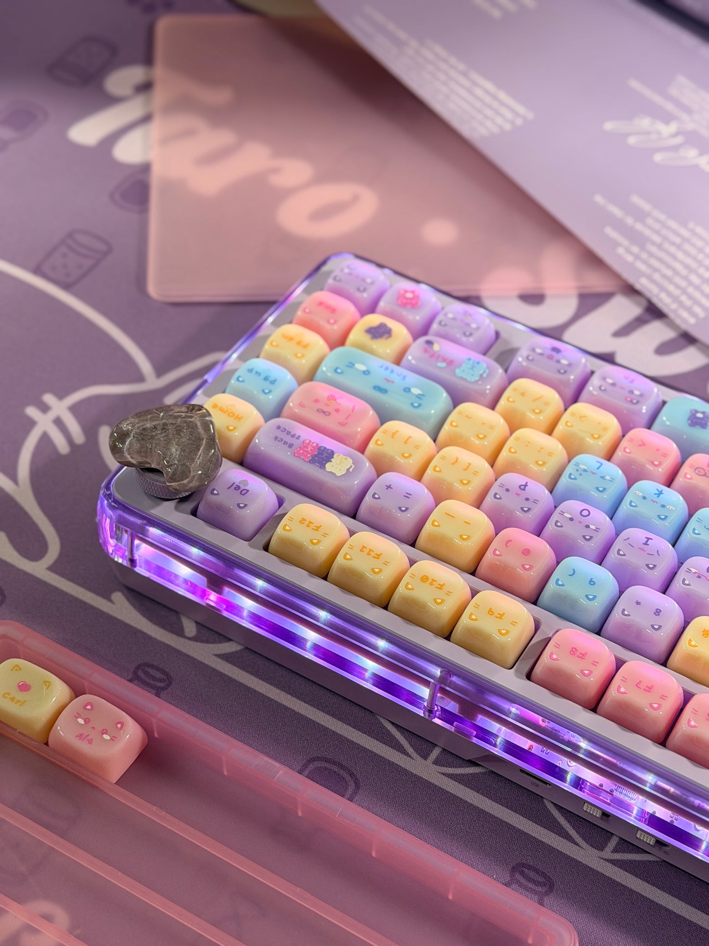 Unboxing Clearance ONLY 1 Instock Meow Pudding PC Keycap Set ➕KiiBOOM Breeze75 Purple Mechanical Keyboard ➕ Phantom 21 Number Pad