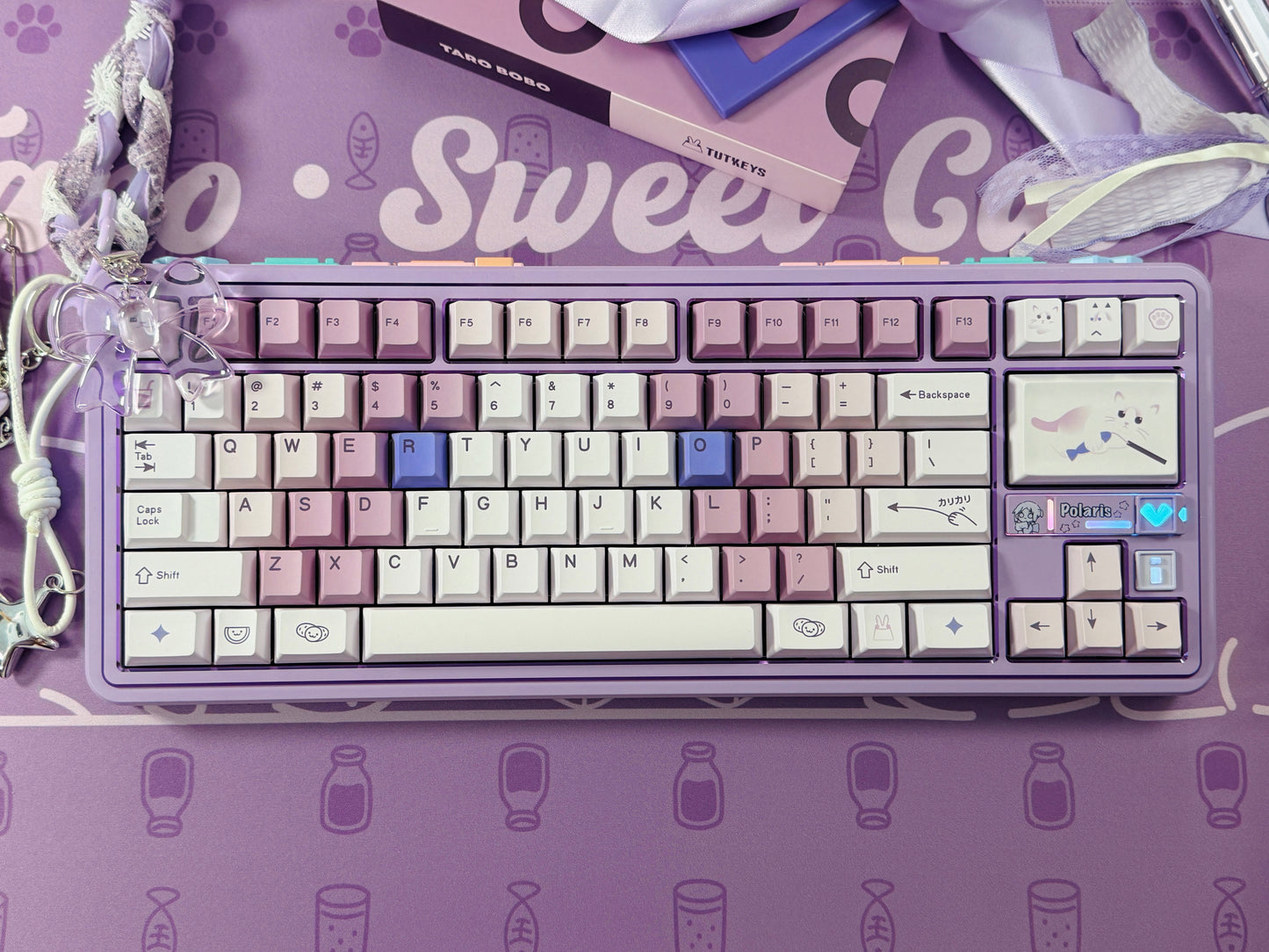 ONLY 1 Instock Prebuilt Aluminum Custom Mechanical Keyboard Polaris80 Purple Set