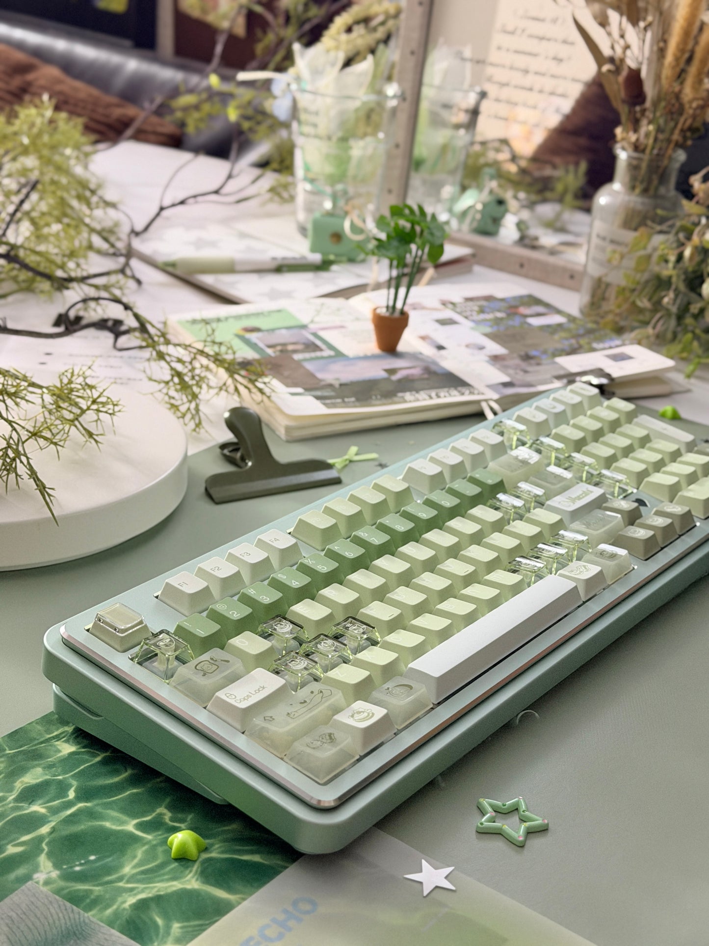 ONLY 1 Instock Prebuilt Aluminum Custom Mechanical Keyboard Story100 Anodized Green Wireless Set