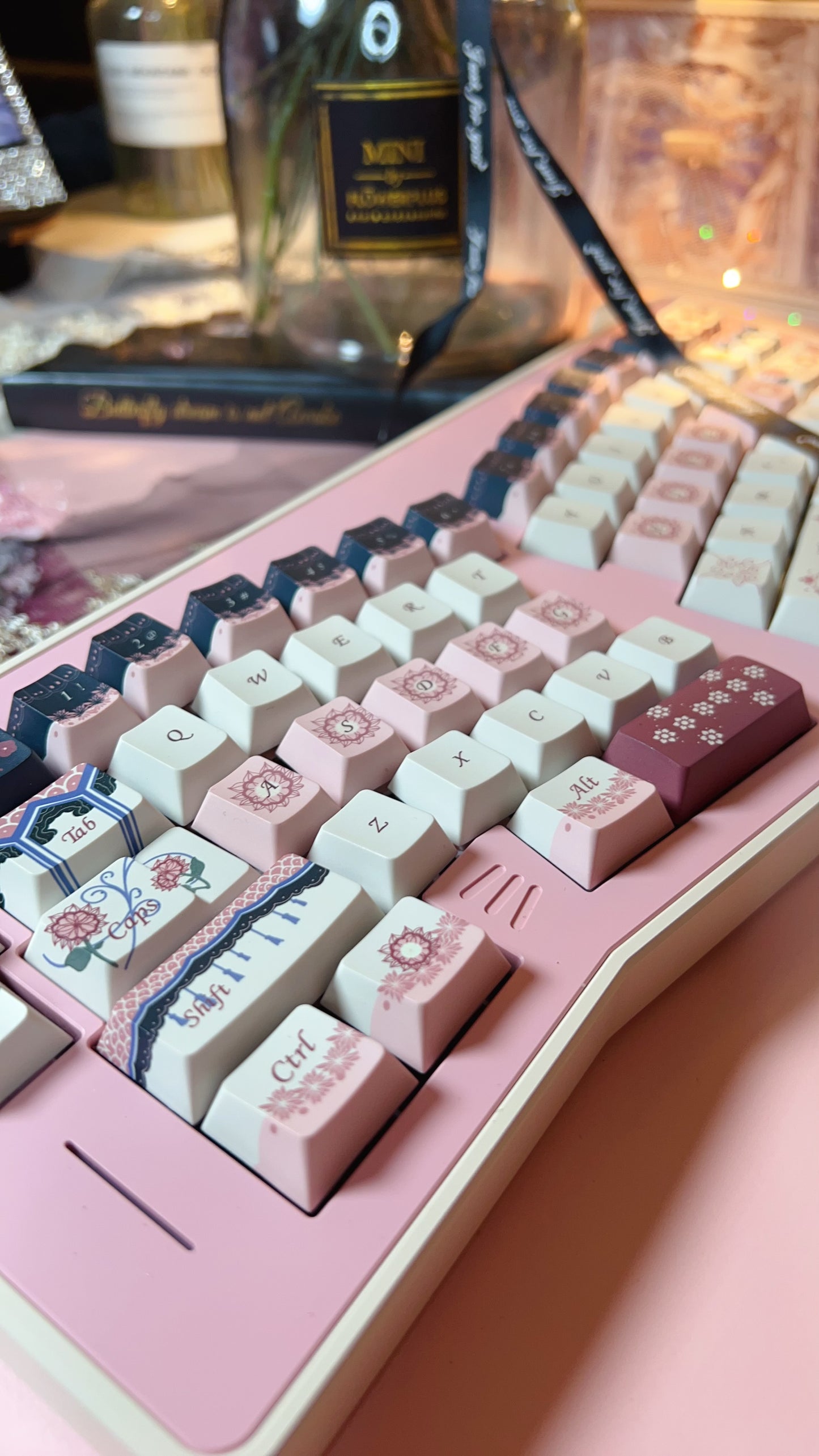 【Only 1 In-stock】Prebuilt Kitten Alice pink beige Aluminum Ergonomic Customized Mechanical Keyboard