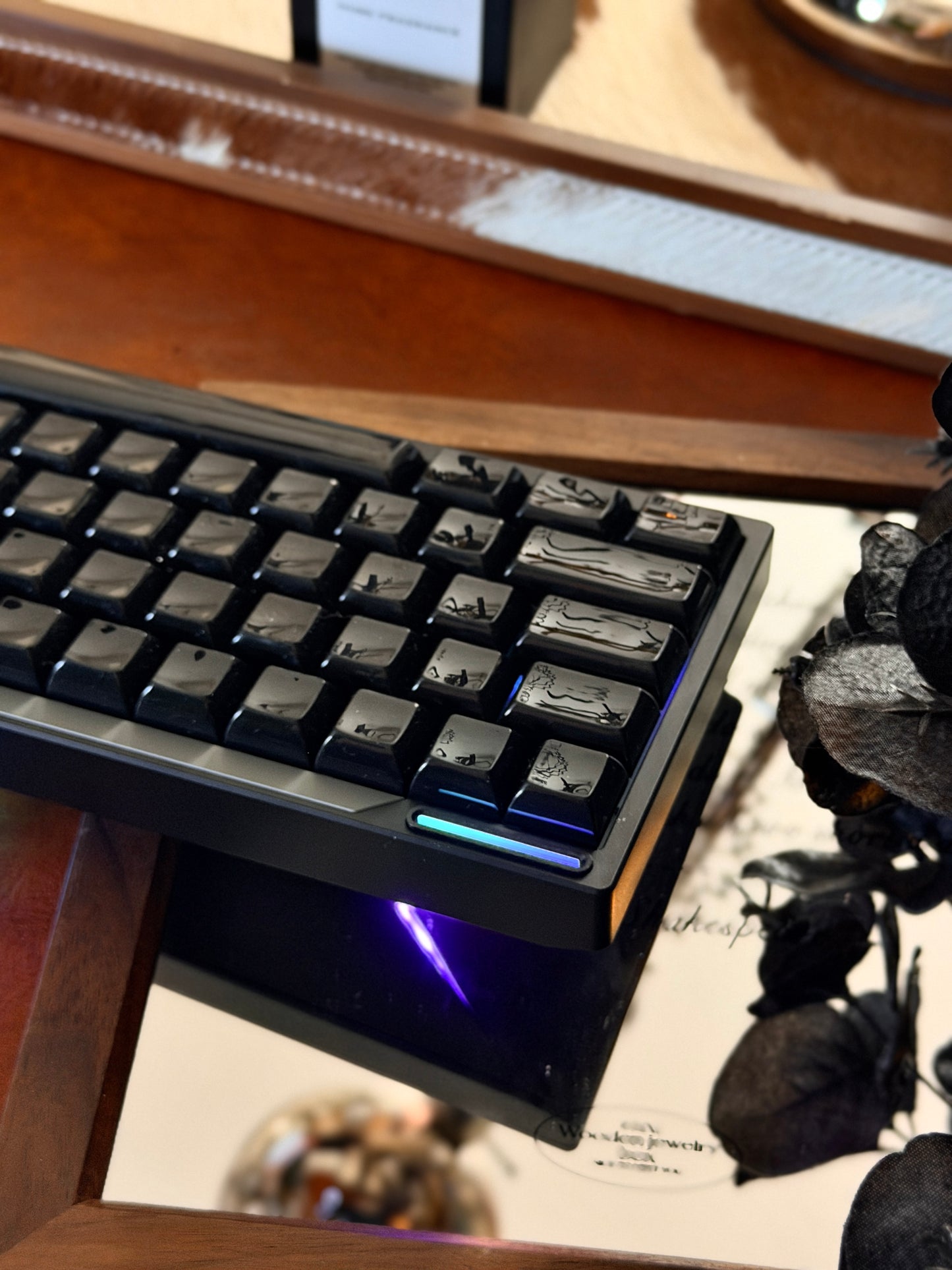 ONLY 1 Instock Prebuilt Aluminum Customized Mechanical Wired Keyboard Paper65 With Y3 Linear Switch & Black keycaps