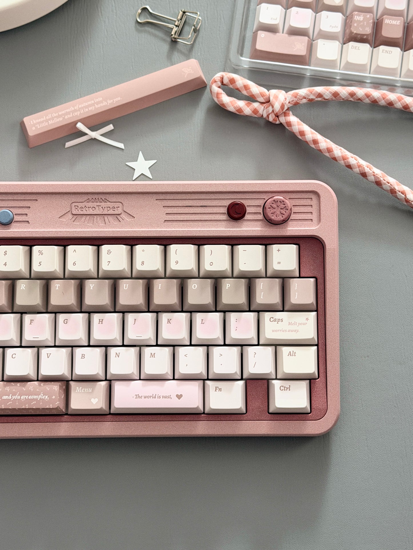 ONLY 1 Instock Prebuilt Aluminum Custom Mechanical Keyboard RT50 Dusty Rose Pink Set