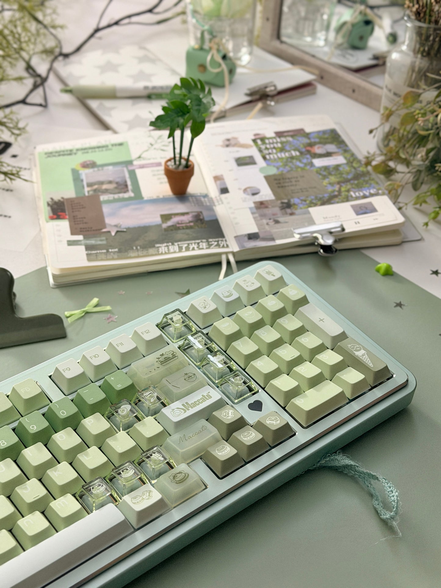 ONLY 1 Instock Prebuilt Aluminum Custom Mechanical Keyboard Story100 Anodized Green Wireless Set