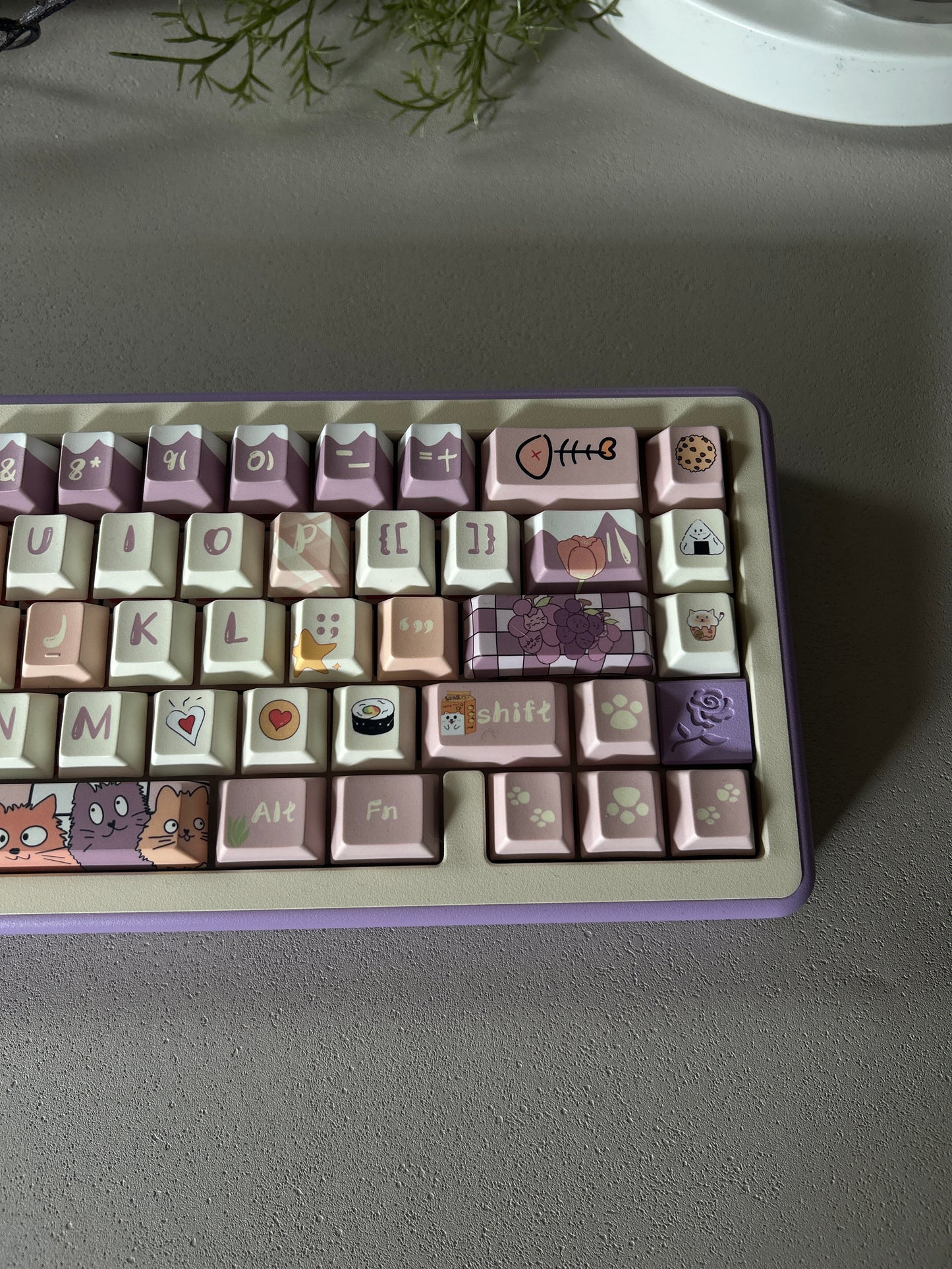 ONLY 1 Instock Prebuilt Aluminum Customized Mechanical Keyboard Rose65 Purple Creamy Thocky Set