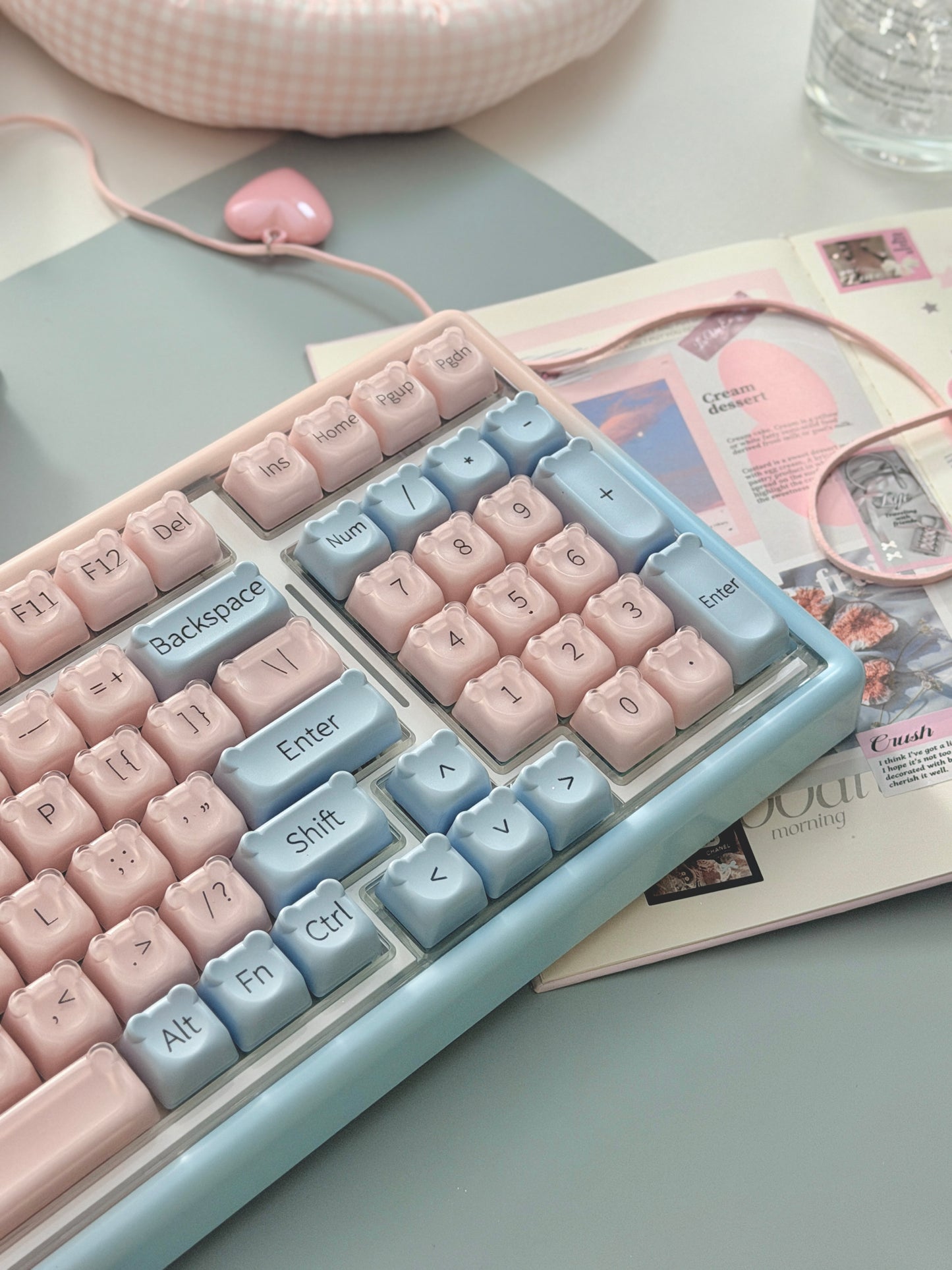 Unboxing Sample For Sales ONLY 1 Instock ainbell base99 pale pink Blue Bear RGB Backlit wireless mechanical keyboard