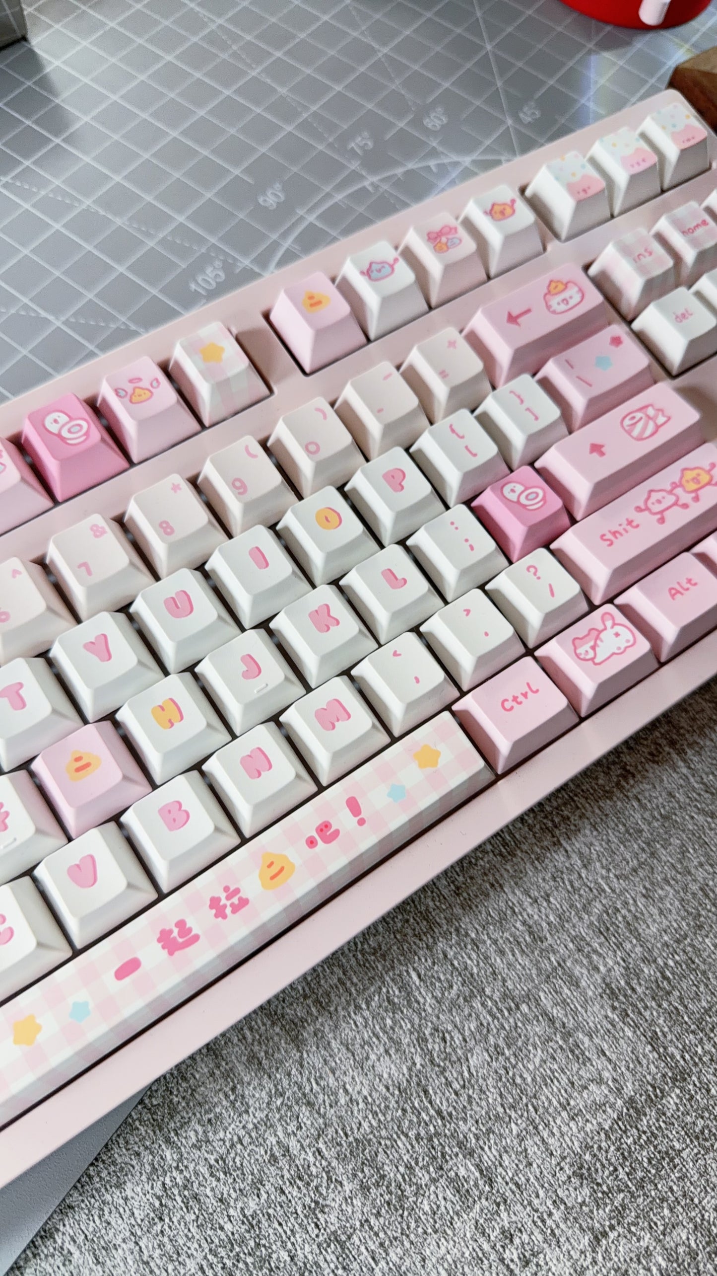 ONLY 1 Instock Prebuilt Aluminum Customized Mechanical Keyboard MK870 Pastle Pink Kitty Cat Set