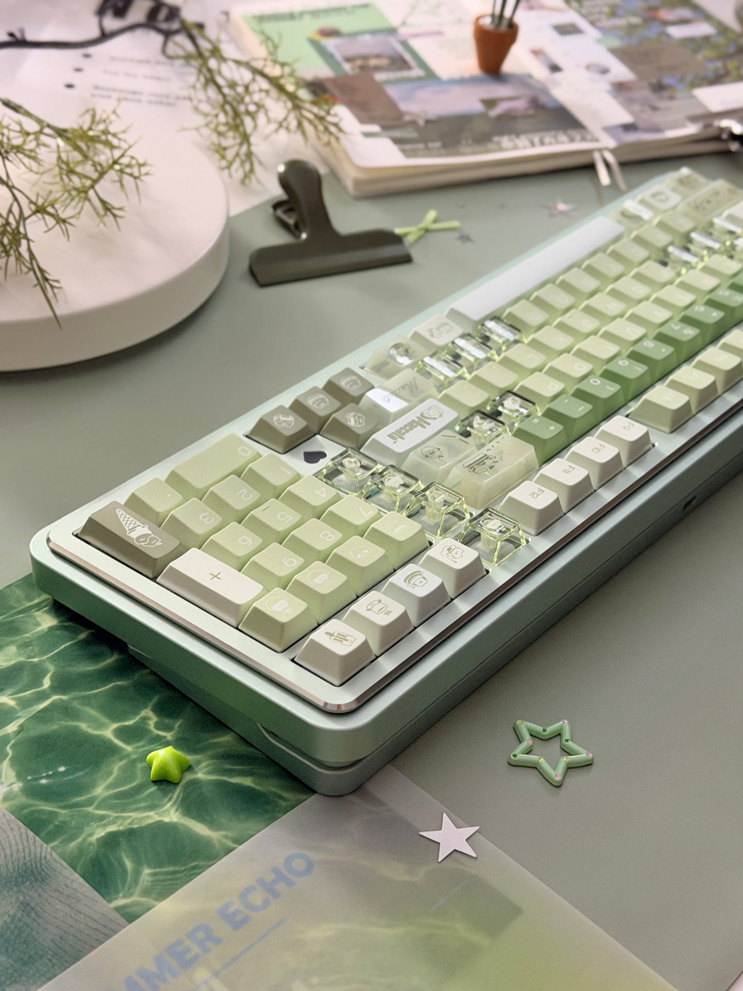 ONLY 1 Instock Prebuilt Aluminum Custom Mechanical Keyboard Story100 Anodized Green Wireless Set