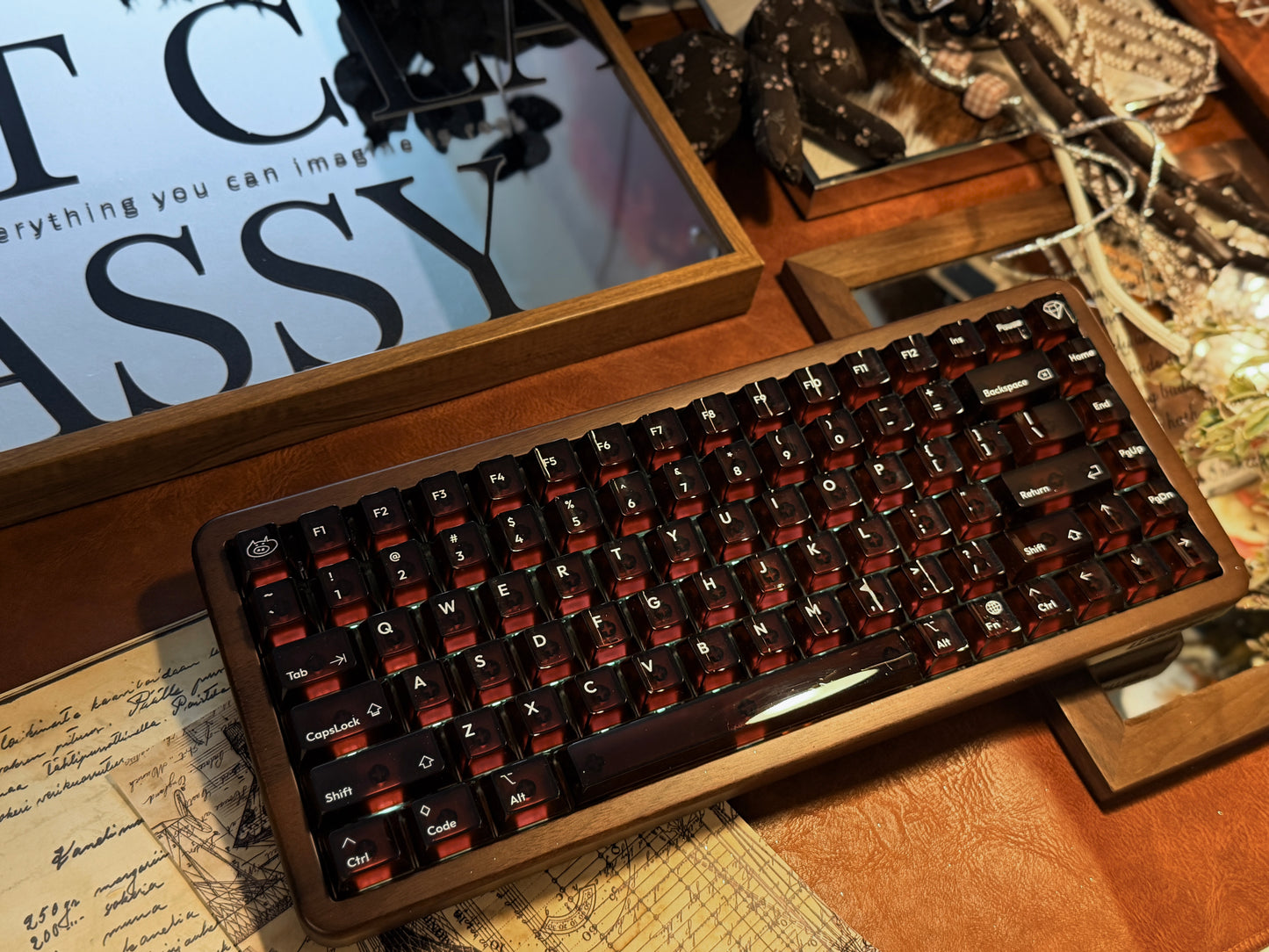 Unboxing Clearance ONLY 1 Instock WOMIER WD75 WIRELESS WOODEN KEYBOARD ➕ lelelab Lele Gems Crystal Keycaps