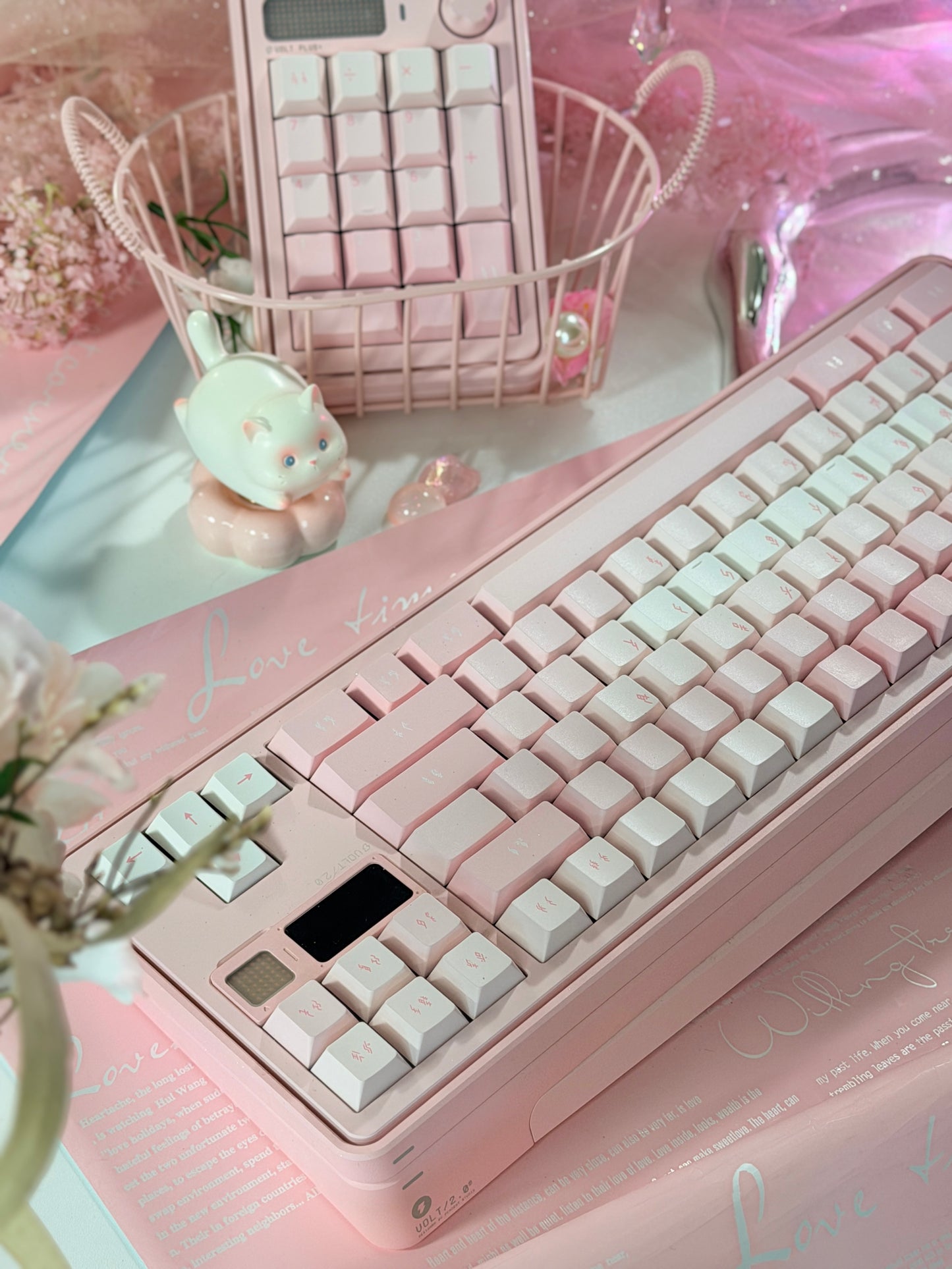 ONLY 1 Instock Prebuilt Aluminum Customized Mechanical Keyboard PERCENTSTUDIO VOLT2.0 Pale Pink Set + VOLT PLUS PAD