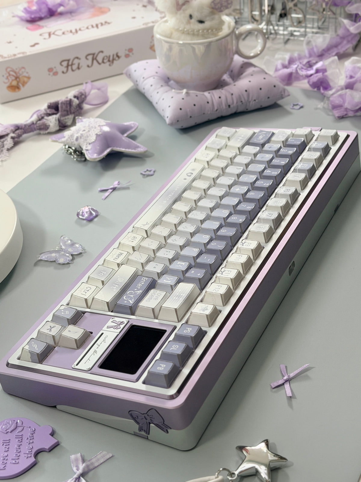 #0304 Lavender Butterfly Dream Keycaps | Pastel Blue Purple Fairycore Mechanical Keyboard Keycaps