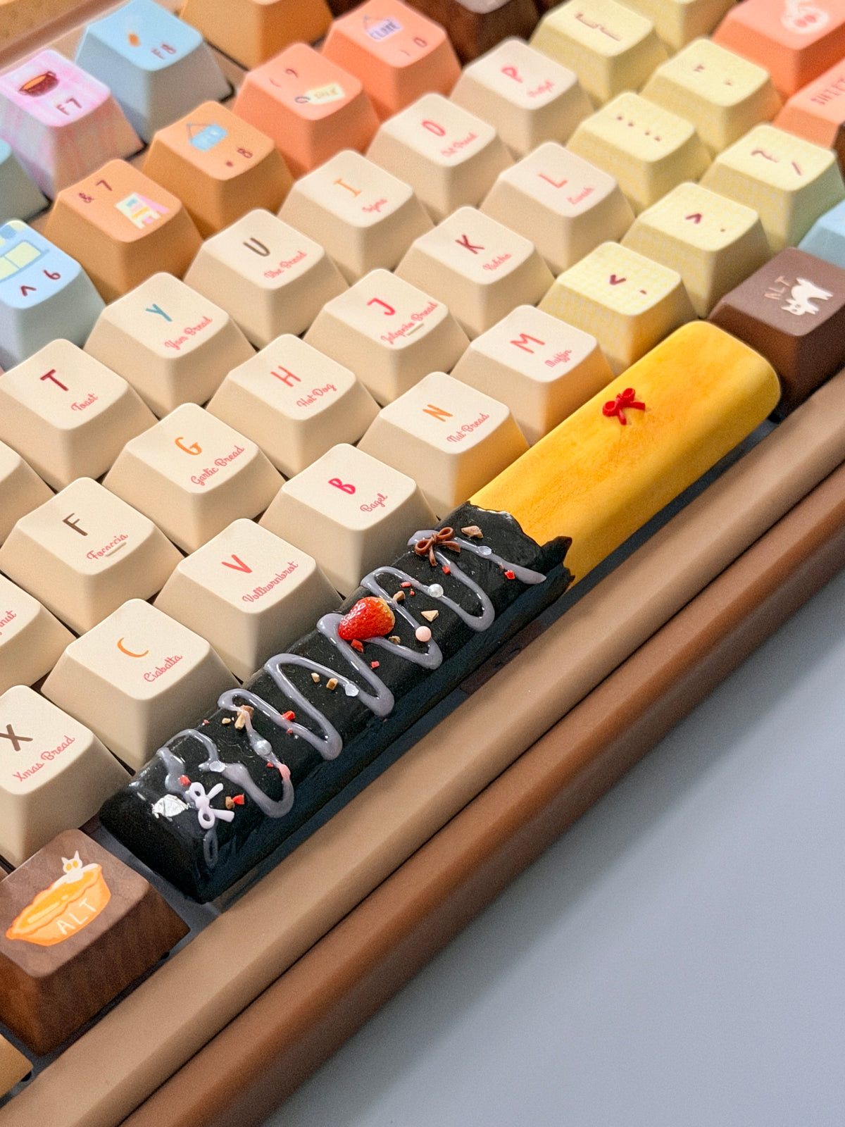#0307 LazyR Bread Bunny Artisan Keycap | Double-Sided Bread Rabbit Keycap | Cute Bakery-Themed Handmade Keycap for Mechanical Keyboards