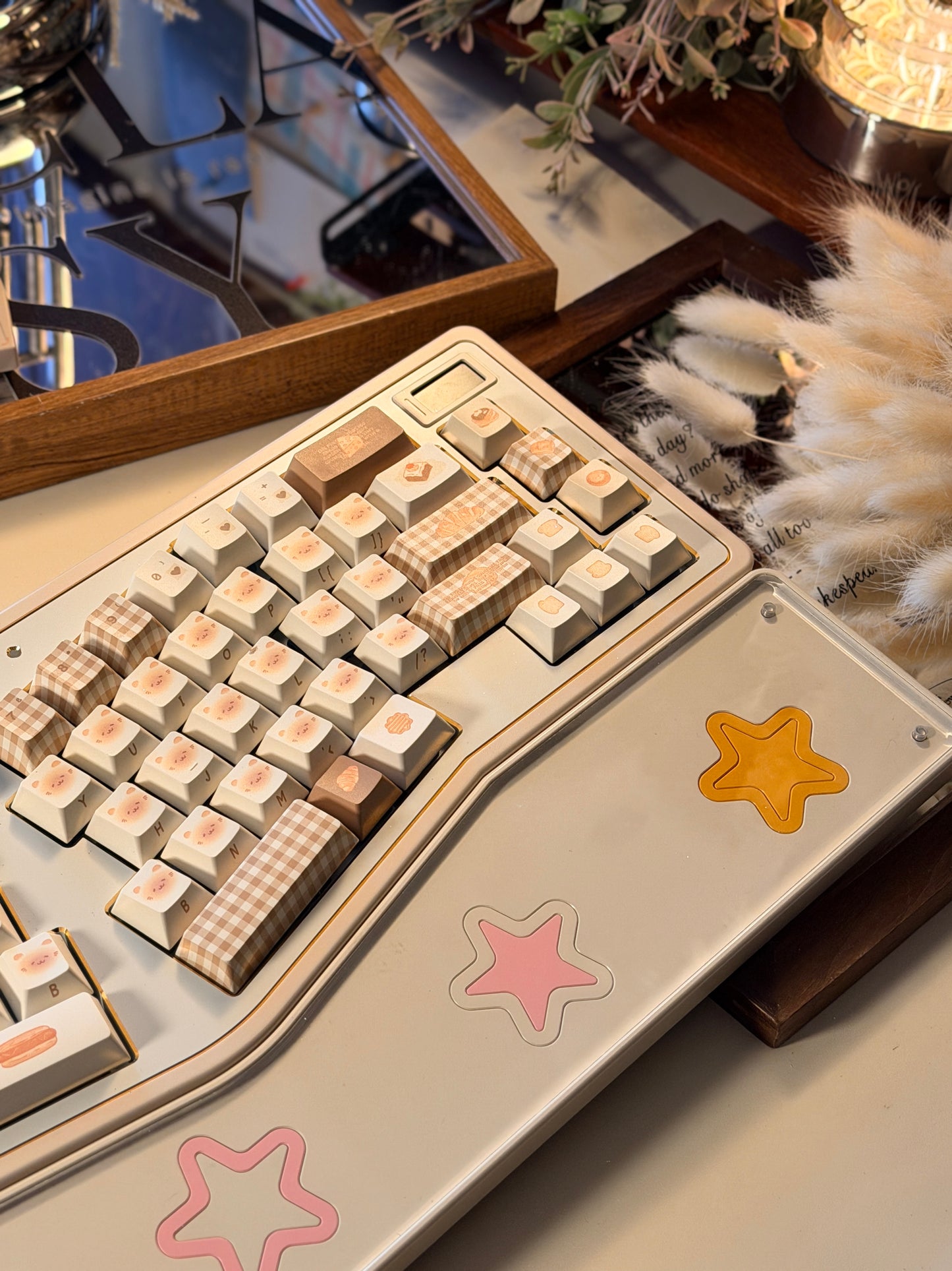 ONLY 1 instock Prebuilt Cream White StarAlice Aluminum Custom Mechanical Keyboard With Wrist rest