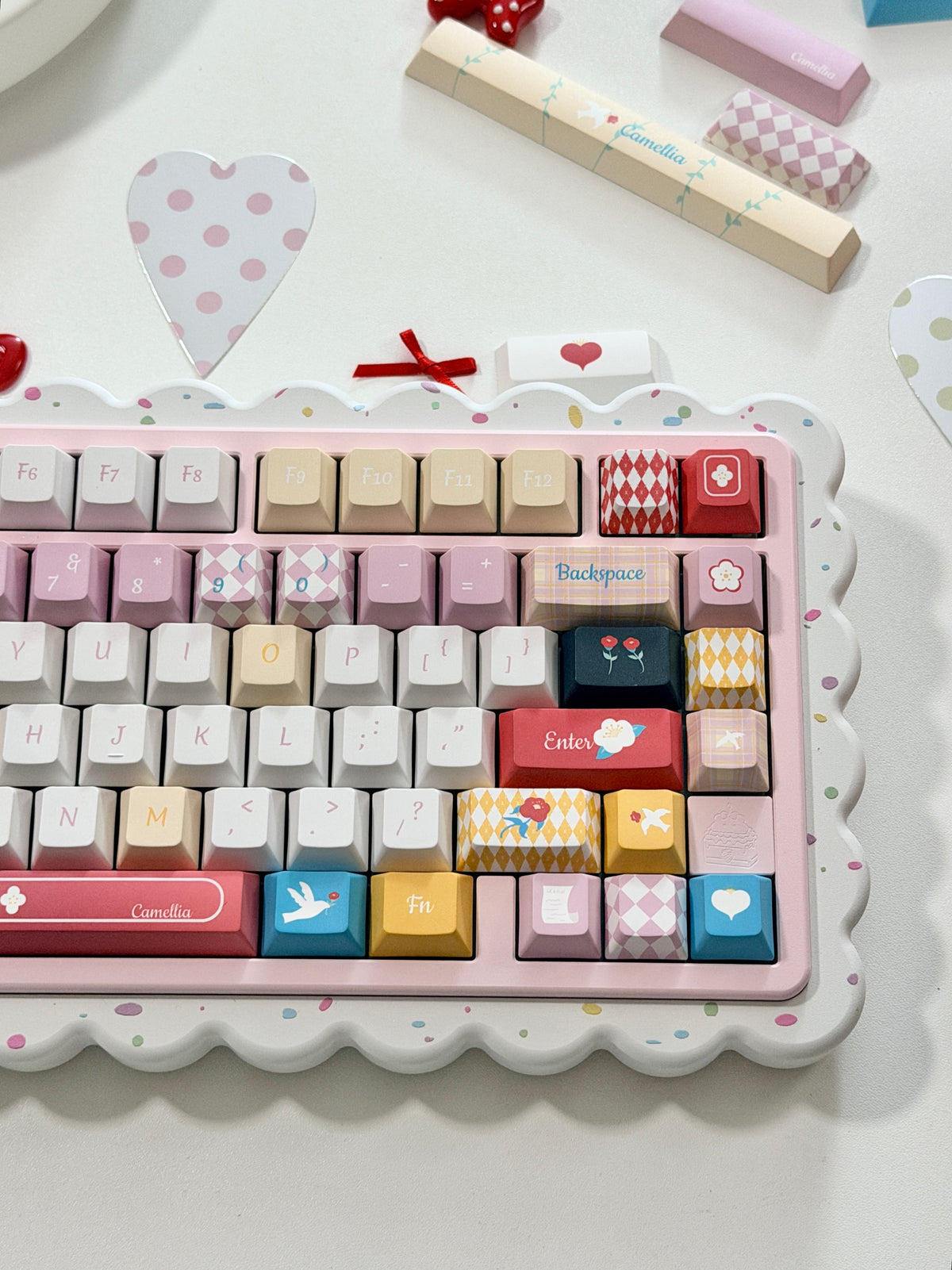 #0316 One Star Sweet Cake Party Keycaps – Pastel Pink Dessert Theme Cute Kawaii Mechanical Keyboard Keycap Set