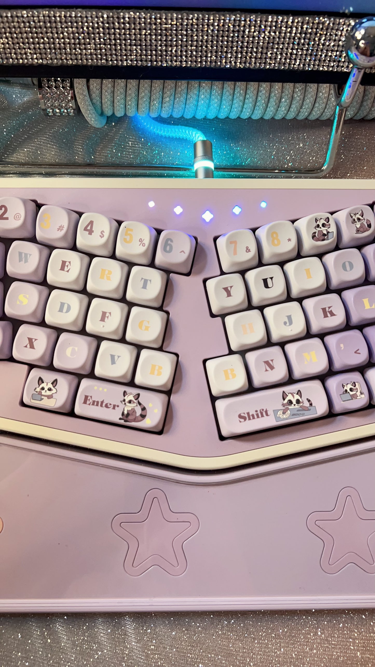 「Fully Assembled」Creamy Purple Gradient StarAlice Ergonomic Aluminum Customized Mechanical Keyboard