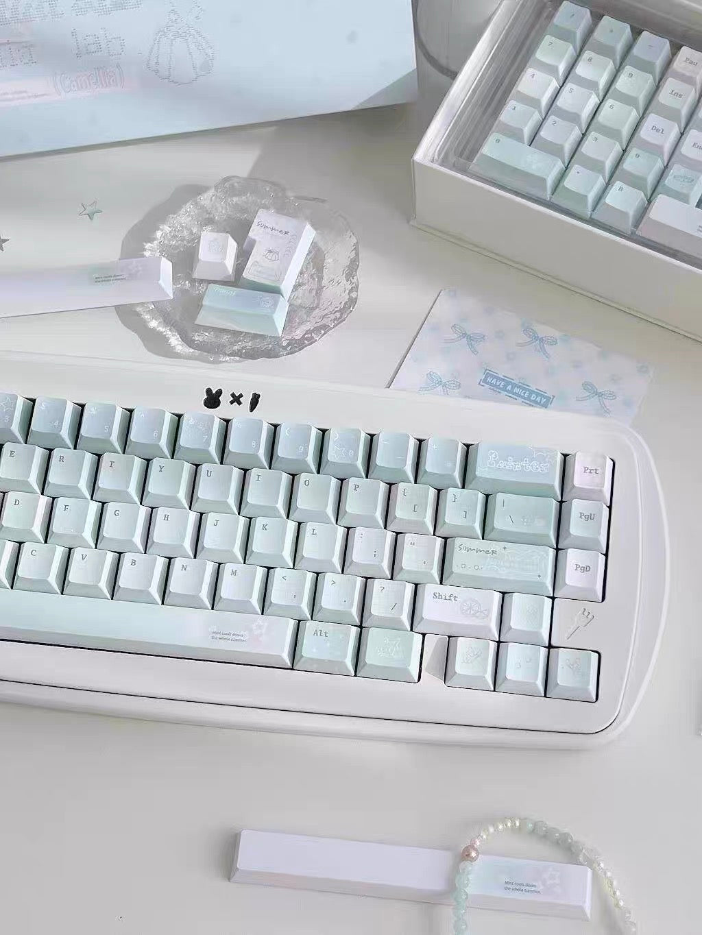 #0305 Ice Mint Jelly Keycaps | Pastel Blue Mint Mechanical Keyboard Keycaps