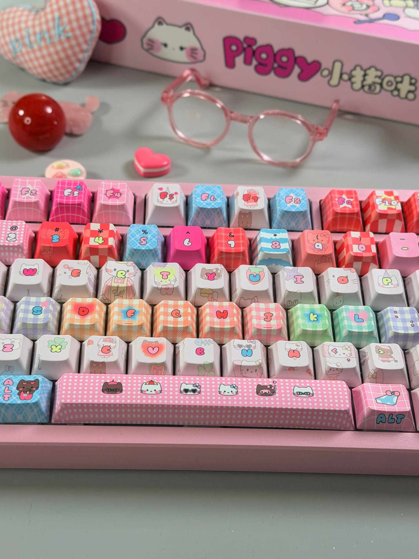 Unboxing Clearance ONLY 1 Instock Prebuilt Galaxy80 Pink Aluminum Customized Mechanical Keyboard + Kitty keycap Set