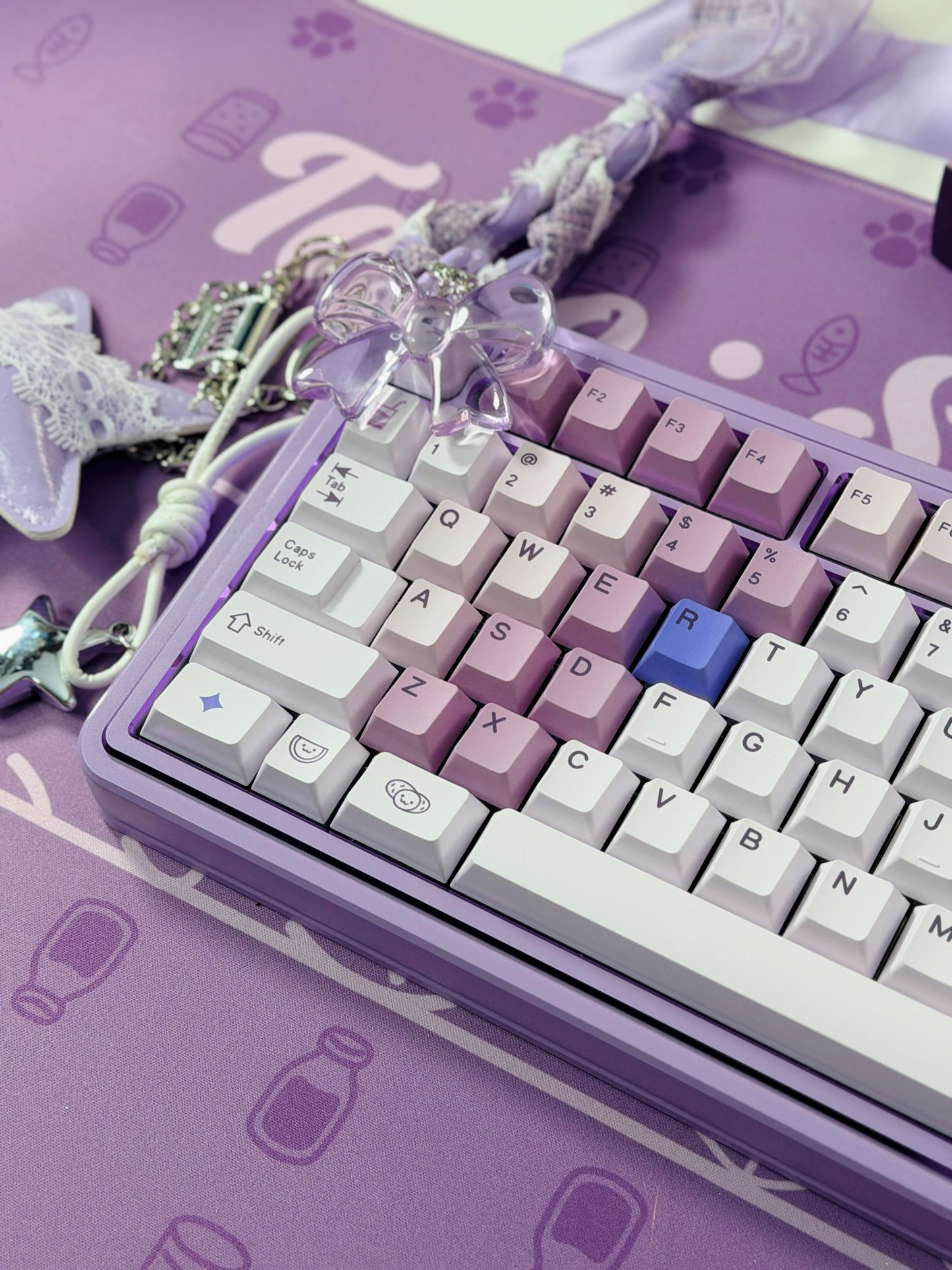 ONLY 1 Instock Prebuilt Aluminum Custom Mechanical Keyboard Polaris80 Purple Set