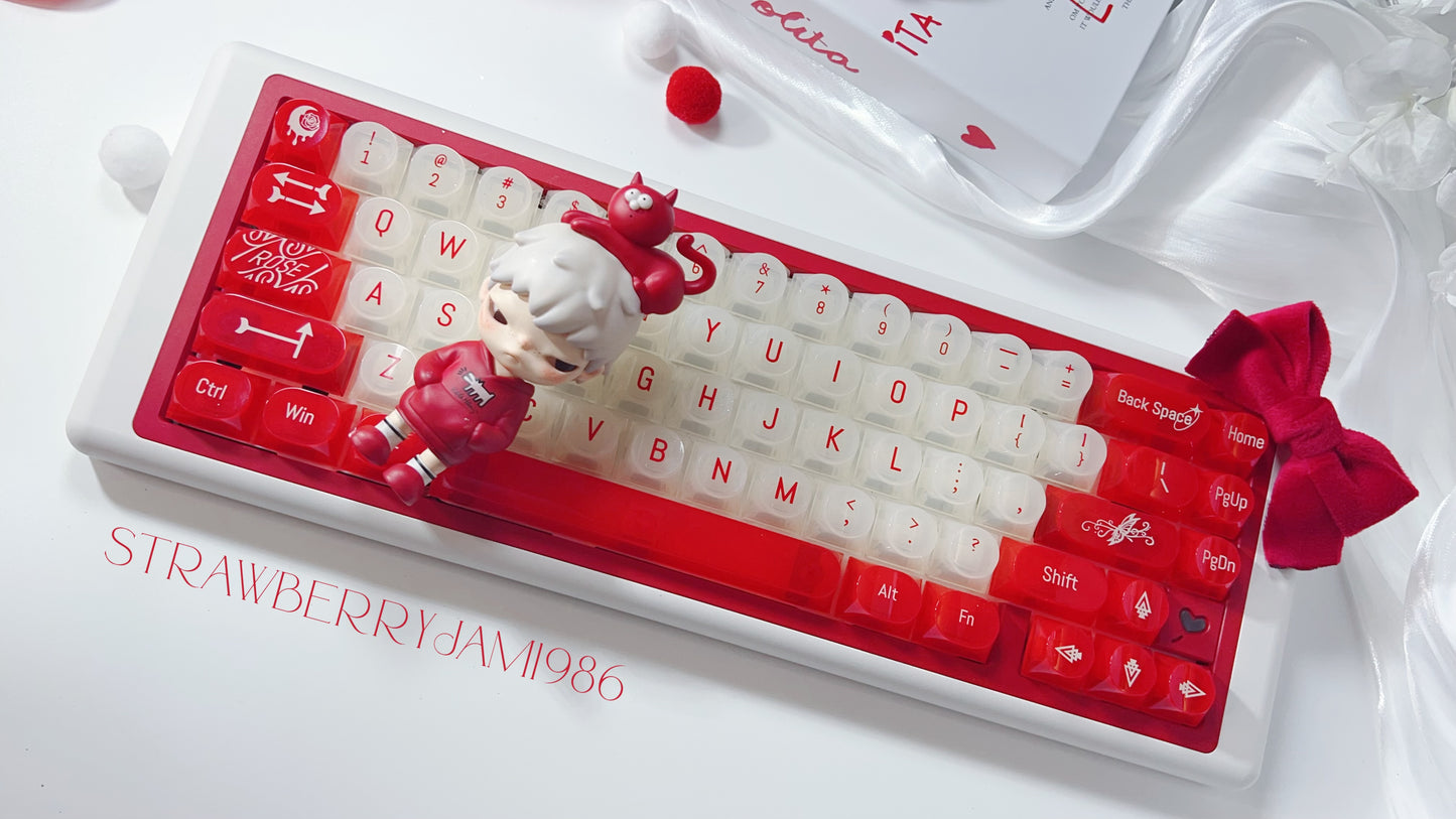 【Only 1 In-stock】Prebuilt Meow65 White Red Aluminum Customized Mechanical Keyboard