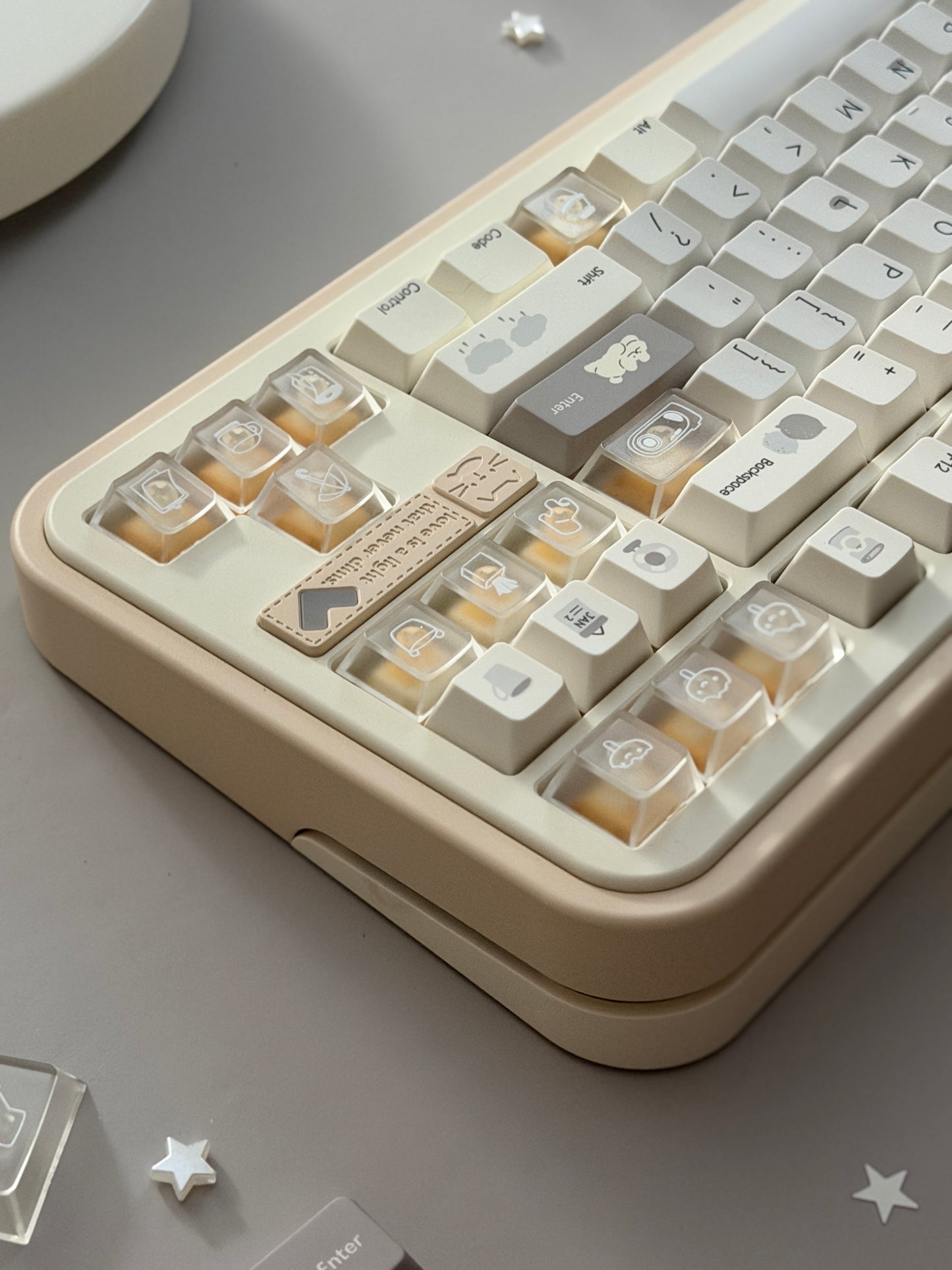 #0280 Cream Sticky Notes Simple and Milk White Pale Gray Keycap Cherry Profile