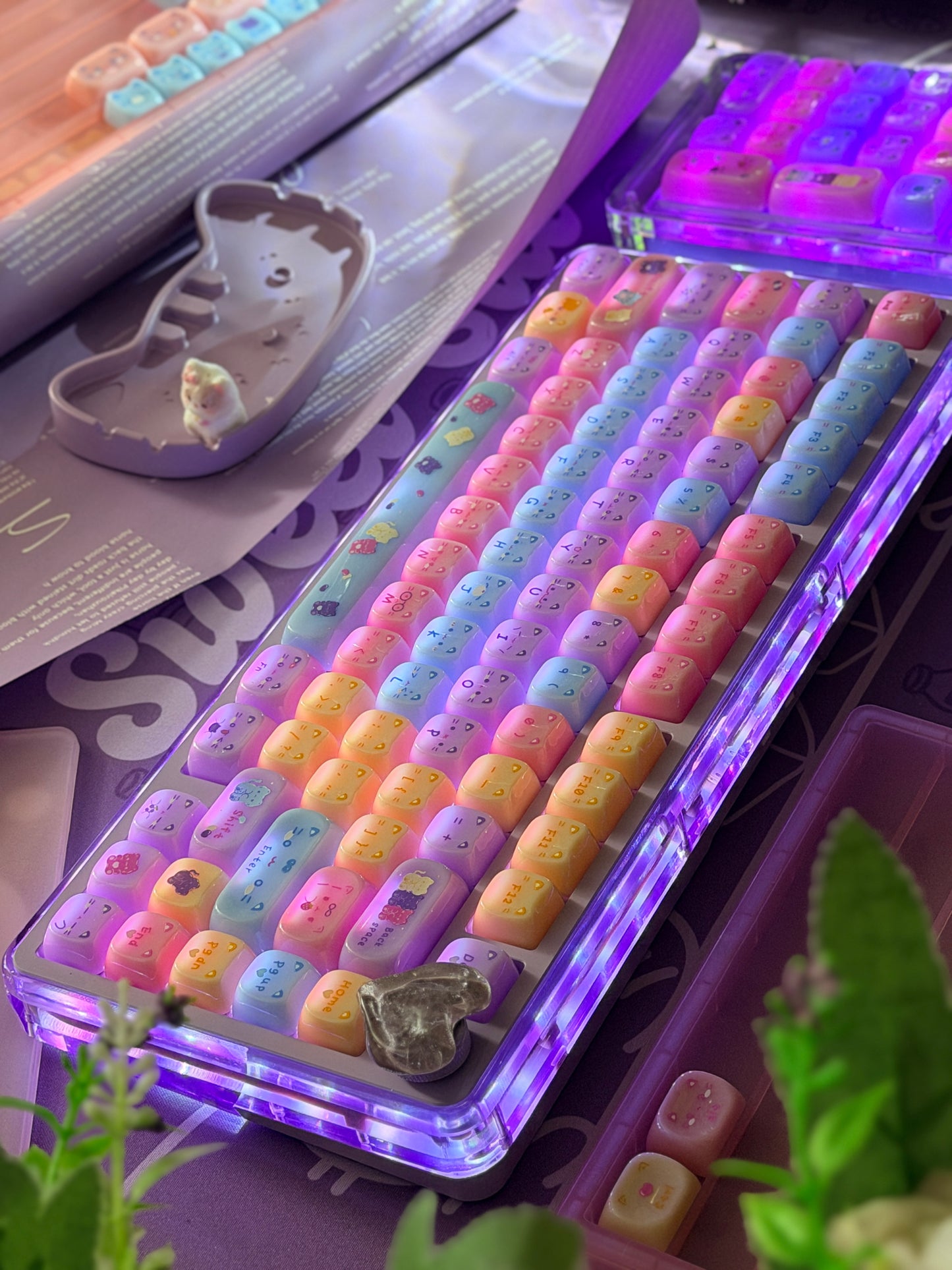 Unboxing Clearance ONLY 1 Instock Meow Pudding PC Keycap Set ➕KiiBOOM Breeze75 Purple Mechanical Keyboard ➕ Phantom 21 Number Pad