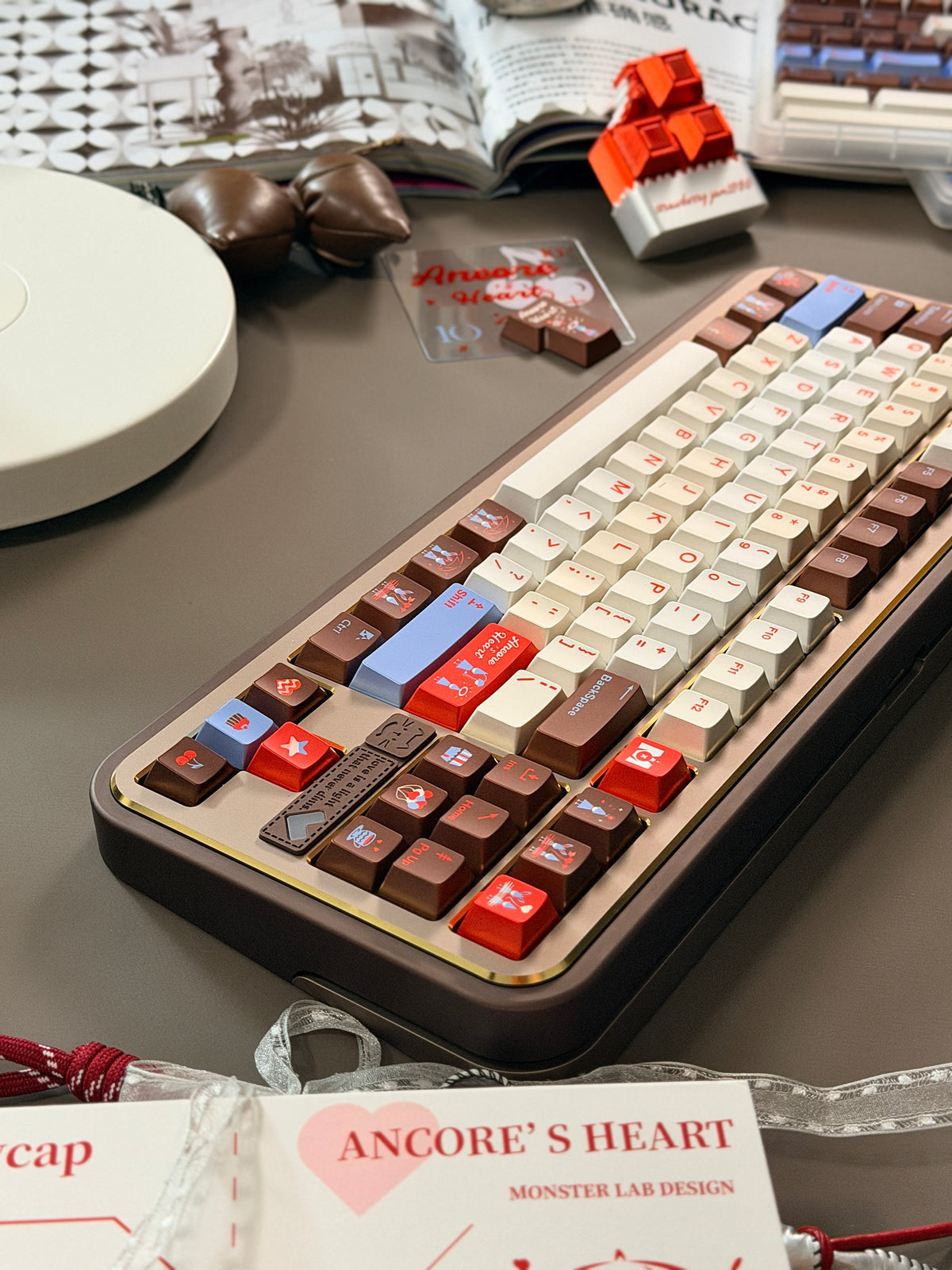 ONLY 1 Instock Prebuilt Aluminum Customized Mechanical Keyboard Cocomi80 Anordized Brown Champagne Set  | Wireless | Backlit