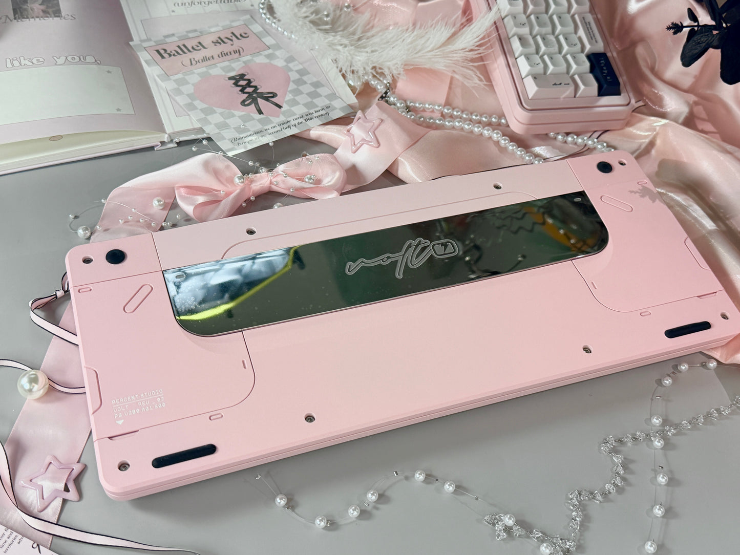 ONLY 1 INSTOCK Prebuilt Aluminum Custom Mechanical Keyboard PERCENTSTUDIO VOLT2.0 Pale Pink Set + VOLT PLUS PAD