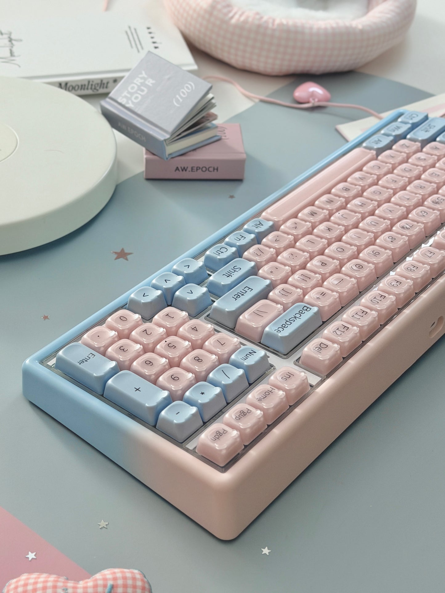 Unboxing Sample For Sales ONLY 1 Instock ainbell base99 pale pink Blue Bear RGB Backlit wireless mechanical keyboard