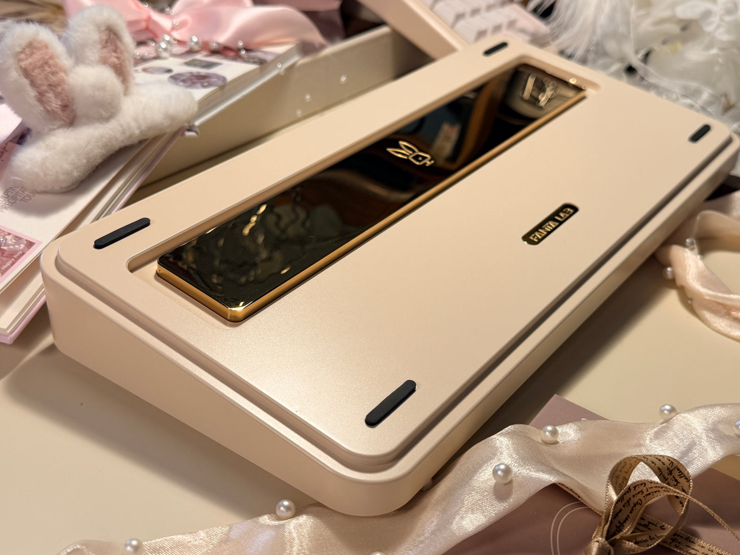 Preorder Prebuilt Aluminum Customized Mechanical Keyboard Rich75 Cream Beige Set（free number pad）