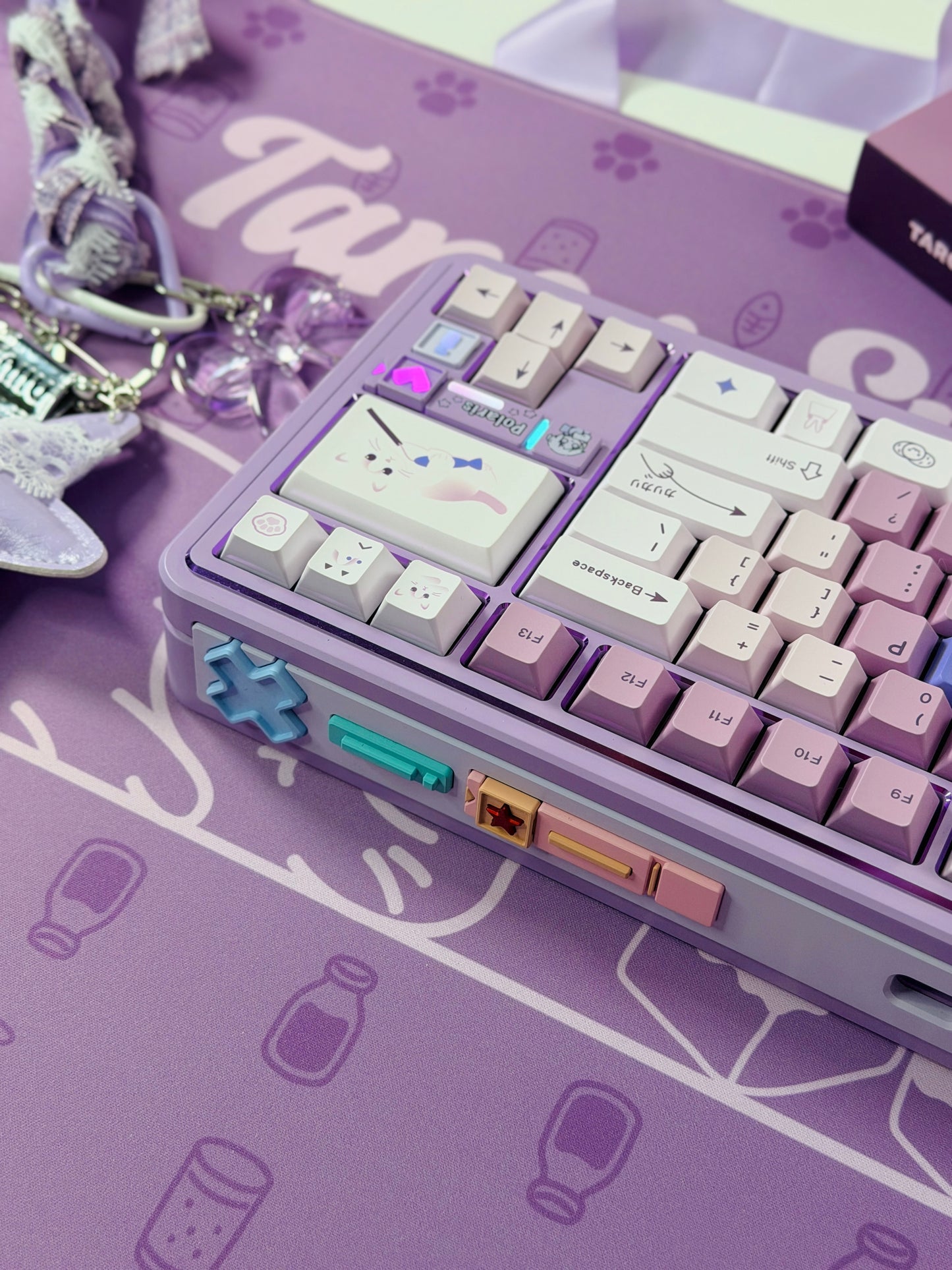 ONLY 1 Instock Prebuilt Aluminum Custom Mechanical Keyboard Polaris80 Purple Set