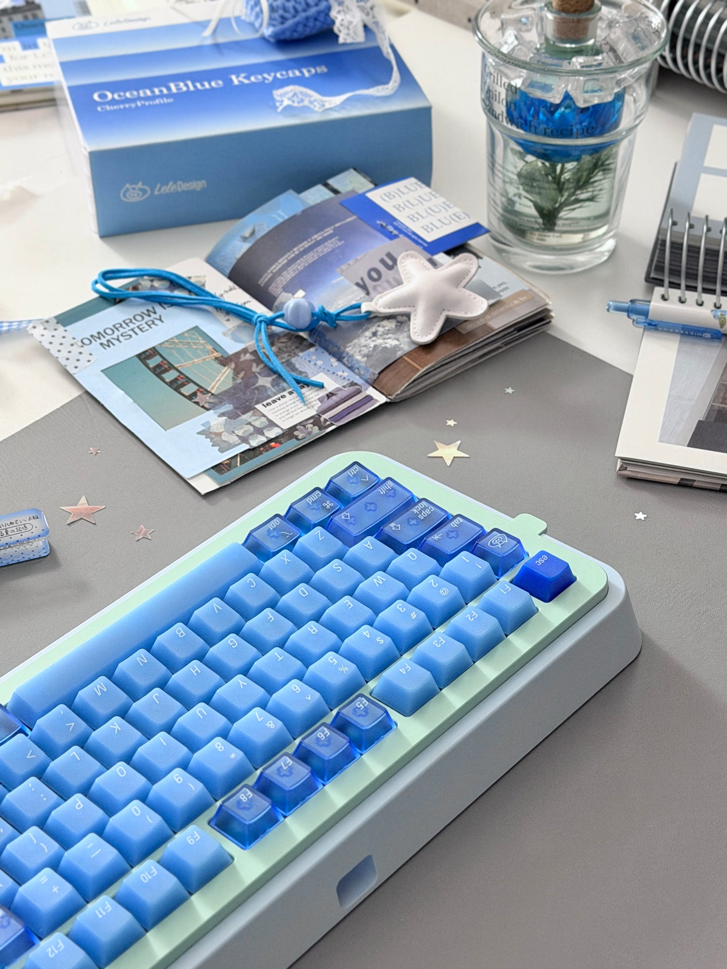 ONLY 1 Instock Prebuilt Aluminum Custom Mechanical Keyboard Blue Green Soap75 Wireless Set