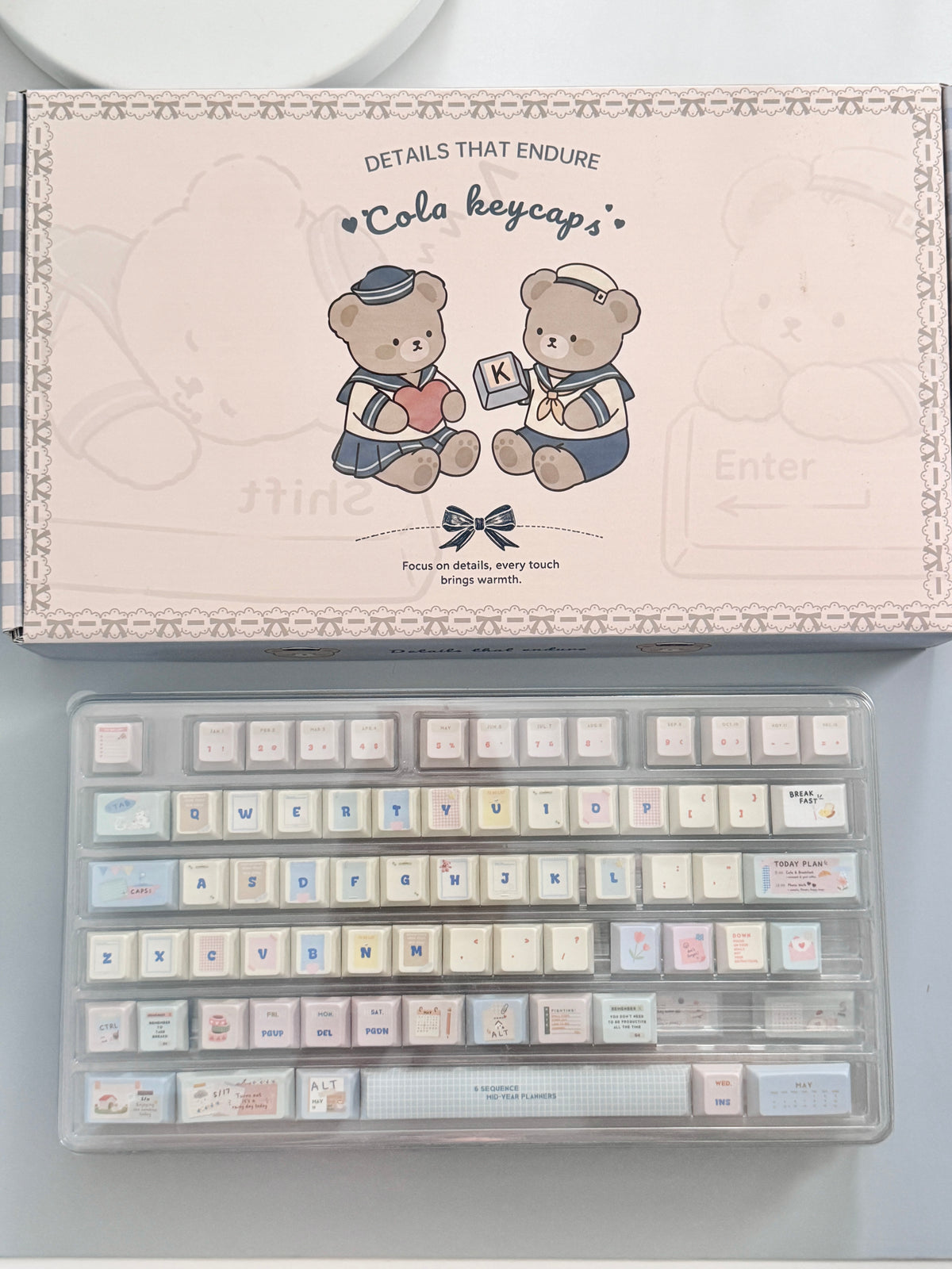 #0309 Love Journal Pastel Blue Creamy Aesthetic Keycaps Set | Cute Diary Theme Mechanical Keyboard Keycaps | Kawaii Office & Study Desk