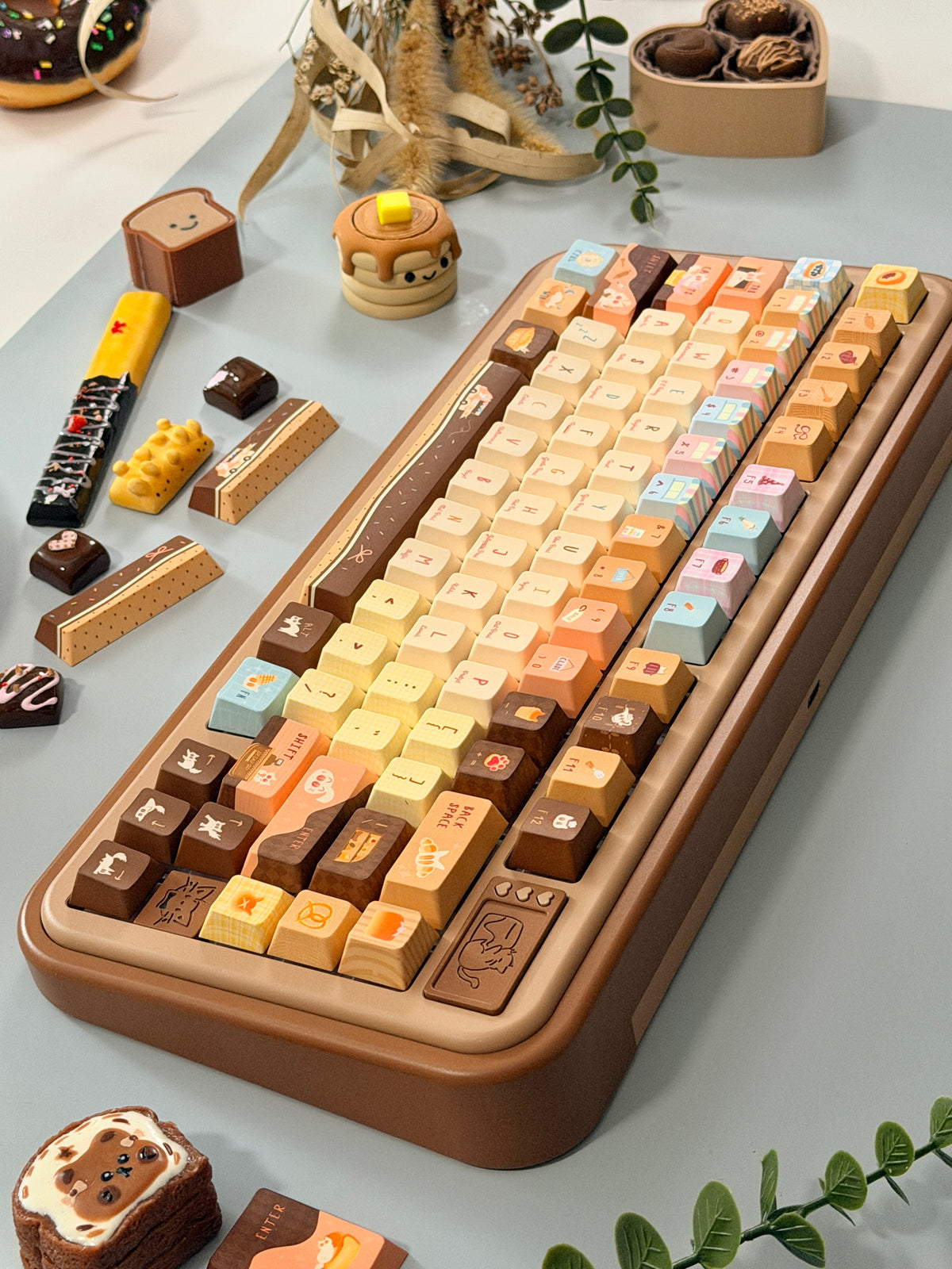 #0307 LazyR Bread Bunny Artisan Keycap | Double-Sided Bread Rabbit Keycap | Cute Bakery-Themed Handmade Keycap for Mechanical Keyboards