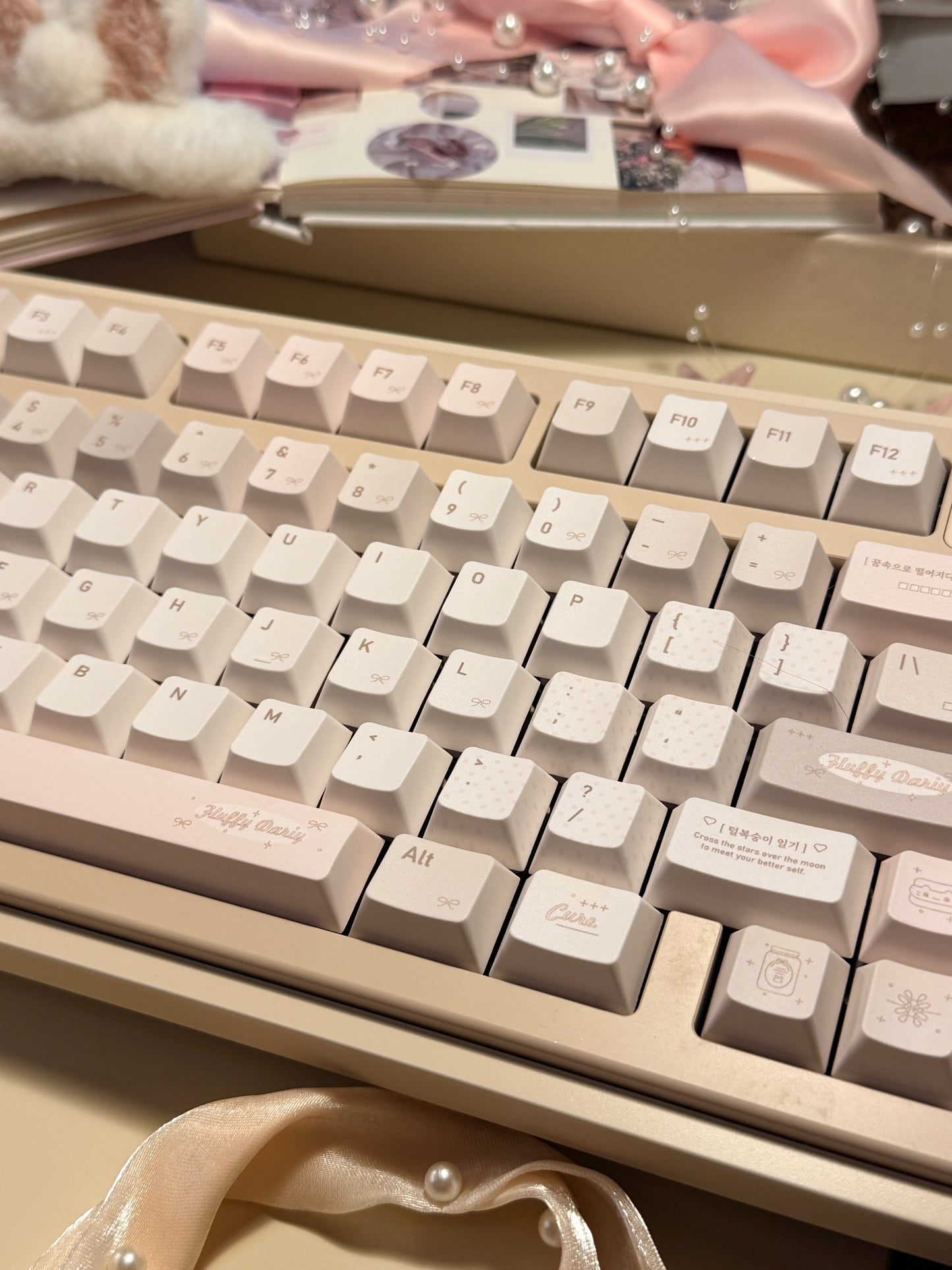 Preorder Prebuilt Aluminum Customized Mechanical Keyboard Rich75 Cream Beige Set（free number pad）