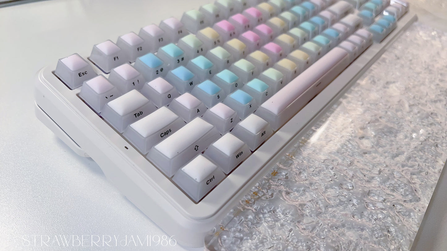 114 Rainbow Fudge Keycaps Fog Clear Silicone Material Soft Bounce Cute Keycaps Cherry Profile 124-key Side-print