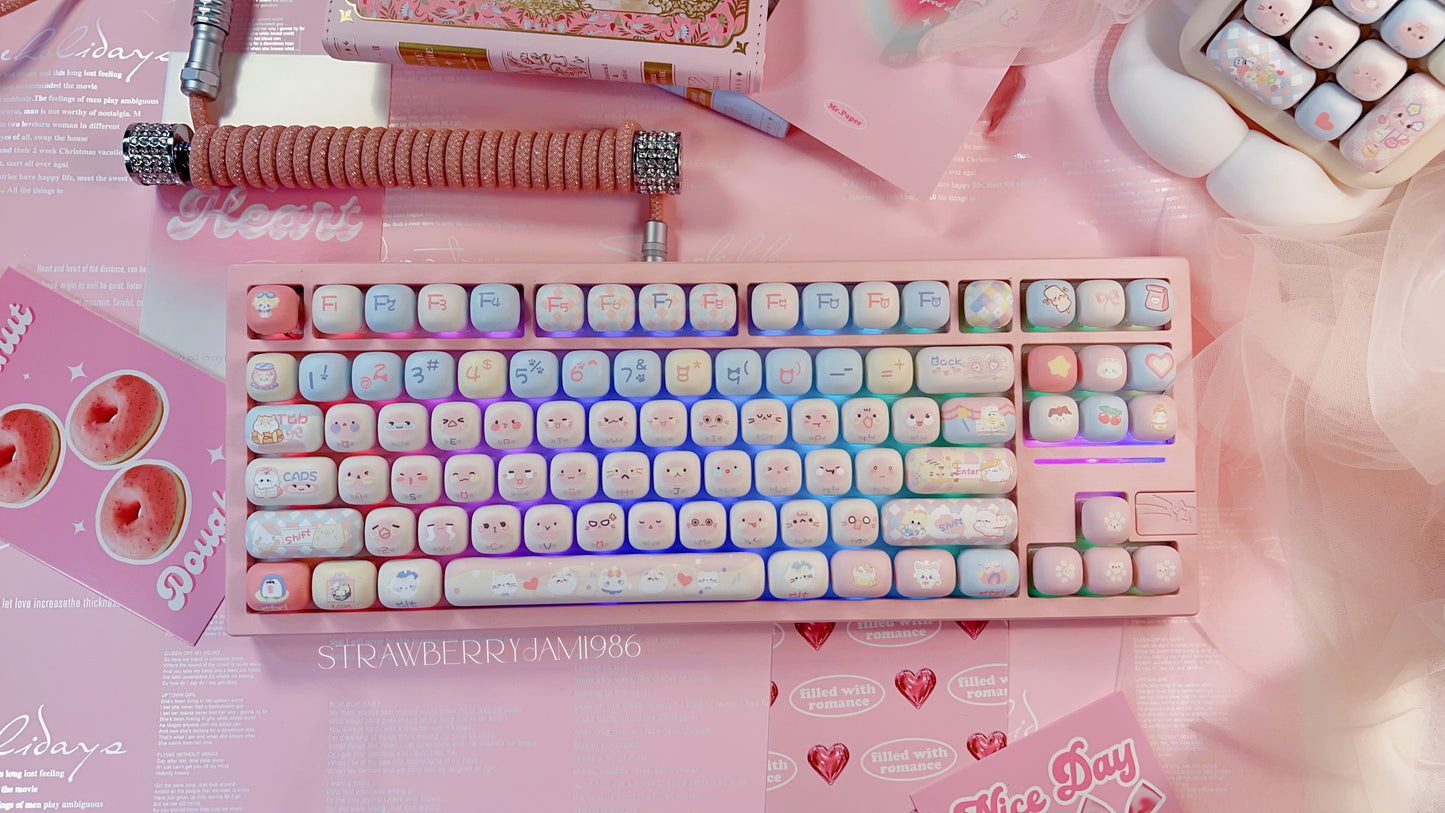 [only 1 Instock] Prebuilt Galaxy80 Pink Aluminum Customized Mechanical Keyboard