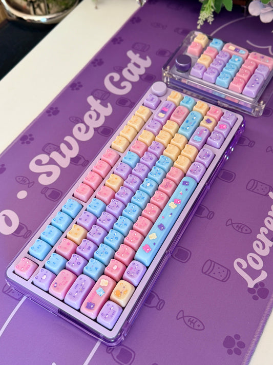 Unboxing Clearance ONLY 1 Instock Meow Pudding PC Keycap Set ➕KiiBOOM Breeze75 Purple Mechanical Keyboard ➕ Phantom 21 Number Pad