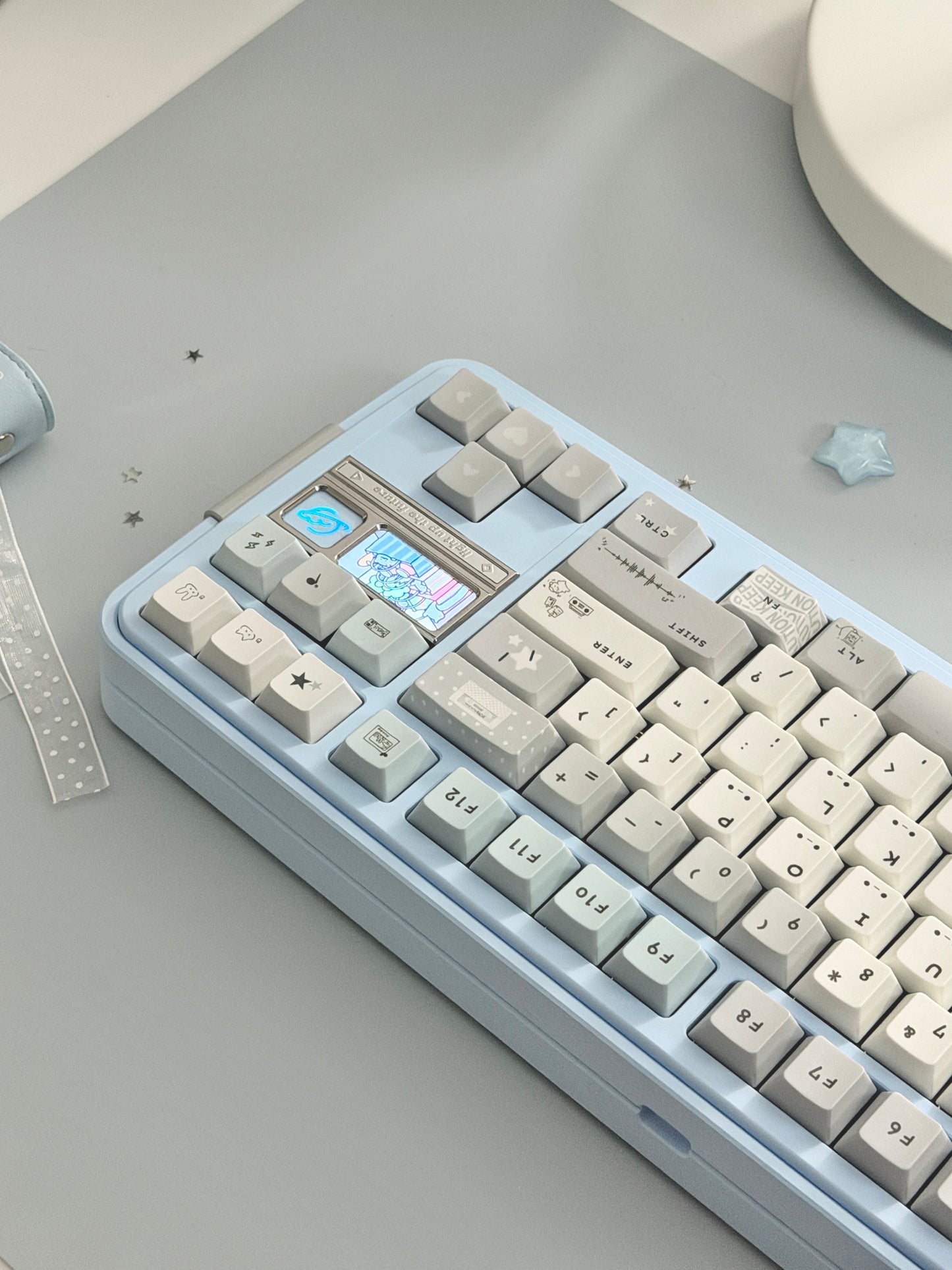 ONLY 1 Instock Prebuilt Aluminum Custom Mechanical Keyboard Bread80 Wireless Pale Blue Set
