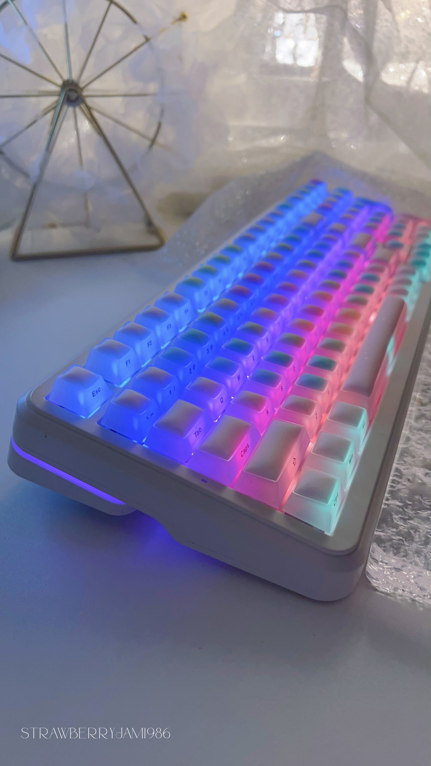 114 Rainbow Fudge Keycaps Fog Clear Silicone Material Soft Bounce Cute Keycaps Cherry Profile 124-key Side-print