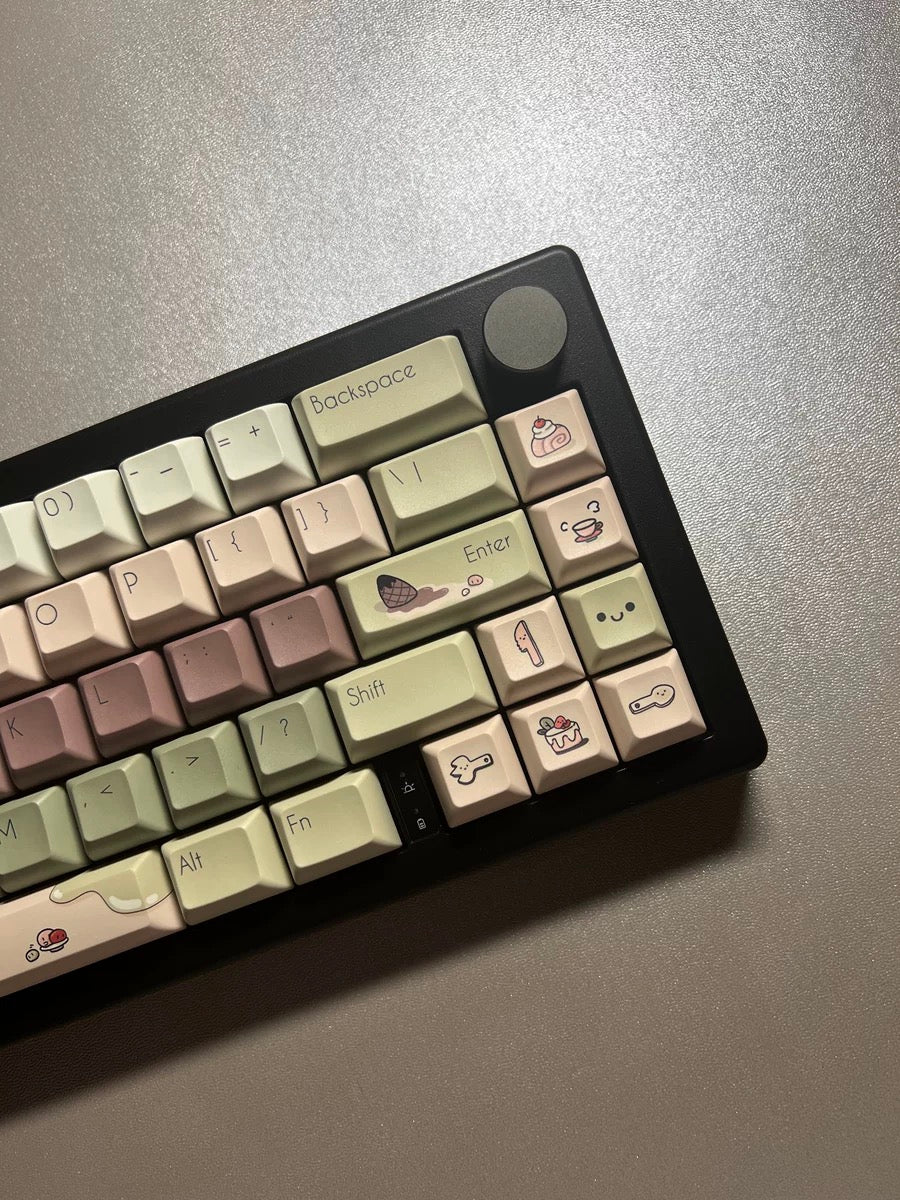 strawberryjam1986 Matcha Red Bean Mochi Original Green Five-sided Sublimation PBT Customized Keycaps