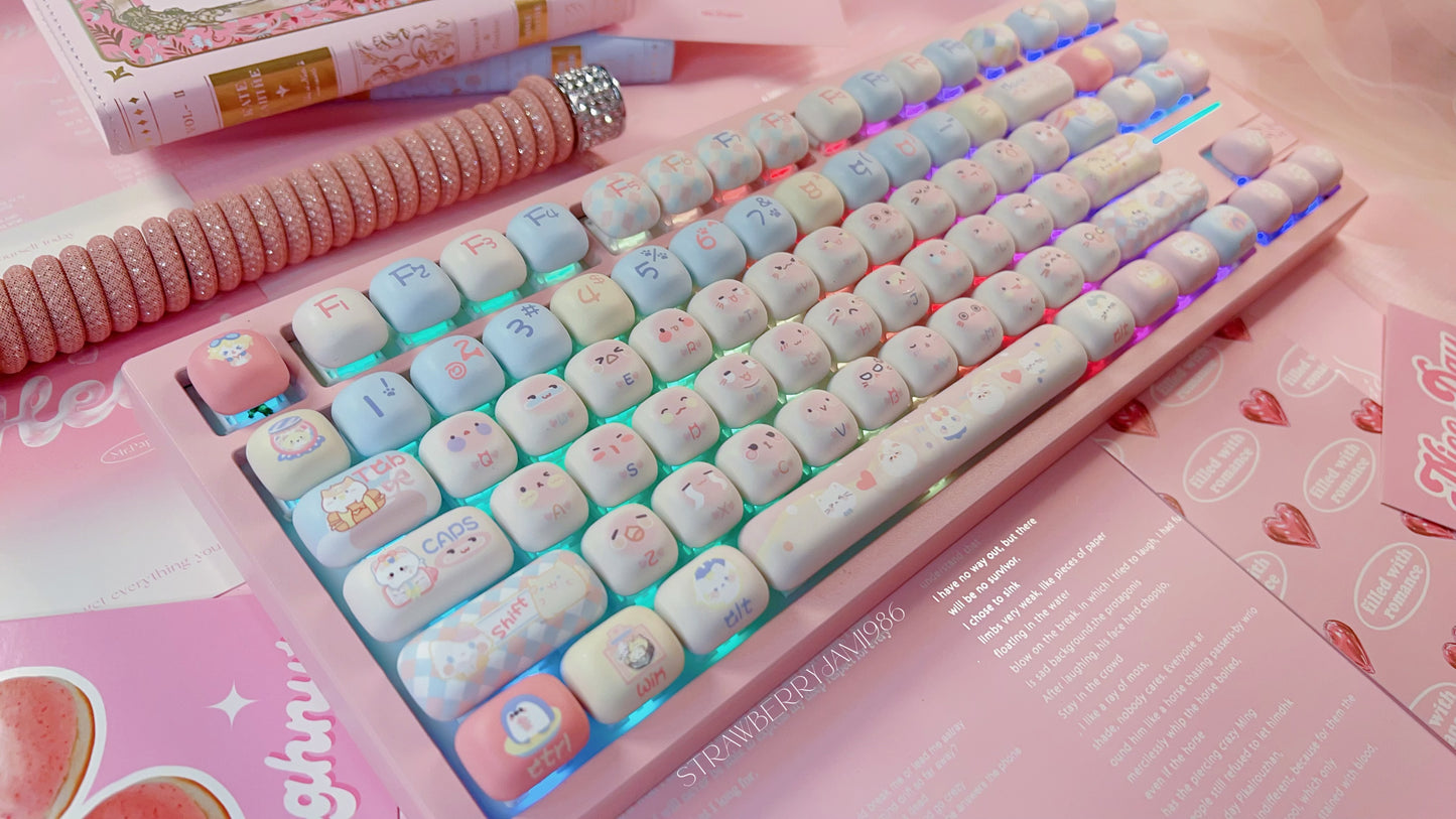 [only 1 Instock] Prebuilt Galaxy80 Pink Aluminum Customized Mechanical Keyboard