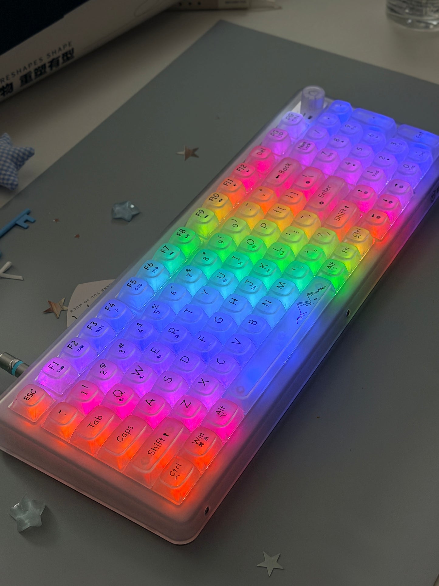 EWEADN V99 Wireless Transparent Mechanical Gaming Keyboard with RGB Backlight