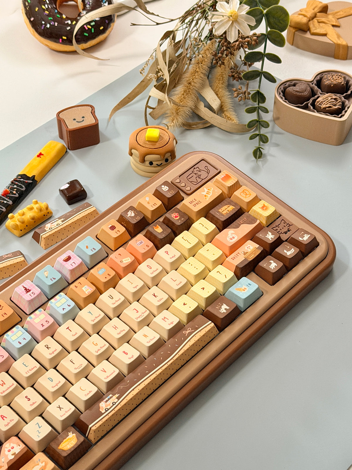 #0307 LazyR Bread Bunny Artisan Keycap | Double-Sided Bread Rabbit Keycap | Cute Bakery-Themed Handmade Keycap for Mechanical Keyboards