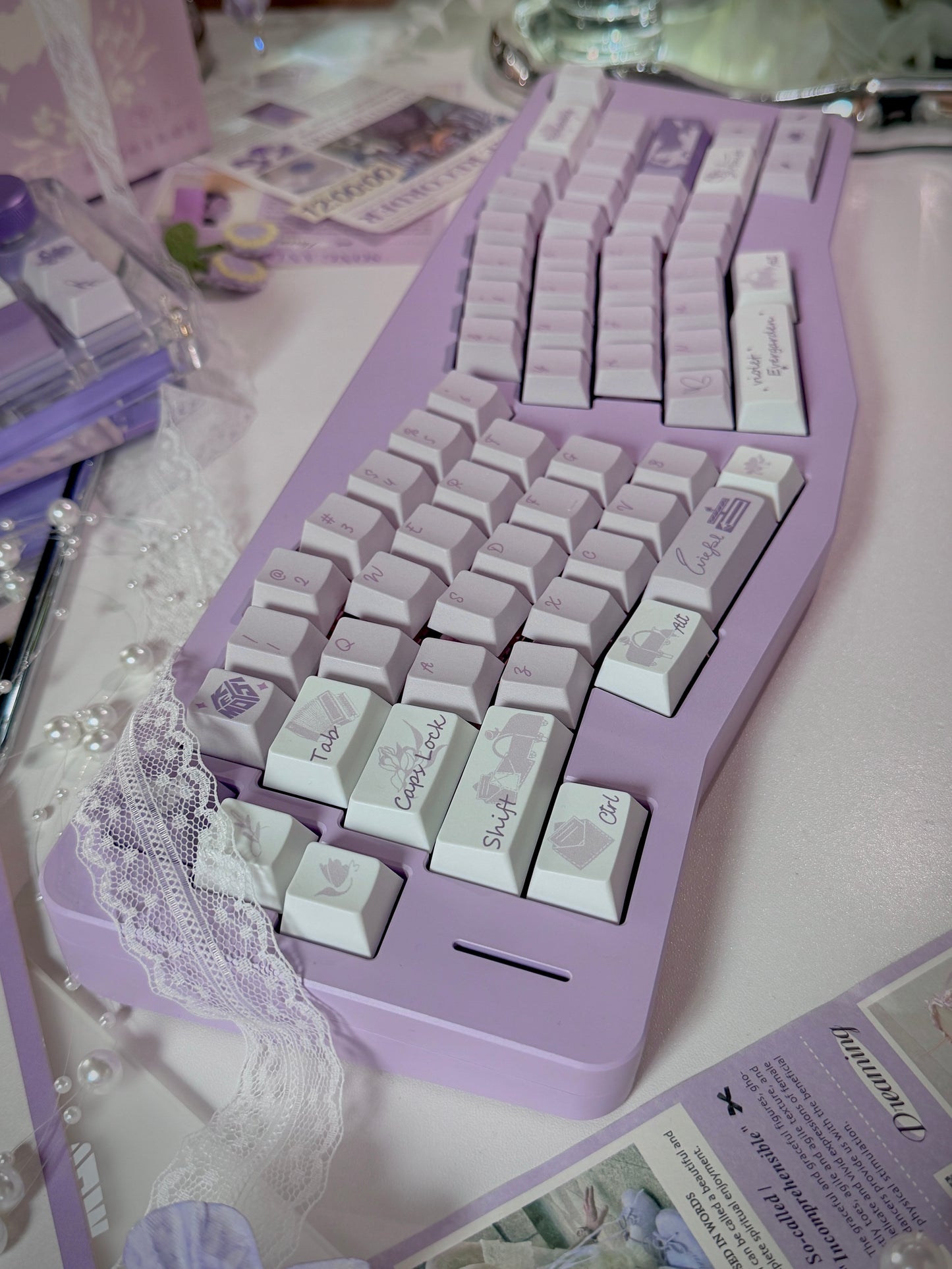 ONLY 1 Instock Prebuilt Aluminum Customized Mechanical Keyboard DIMIALICE Ergonomic Pastel Purple Keyboard Set(not including the KiiBOOM number pad)