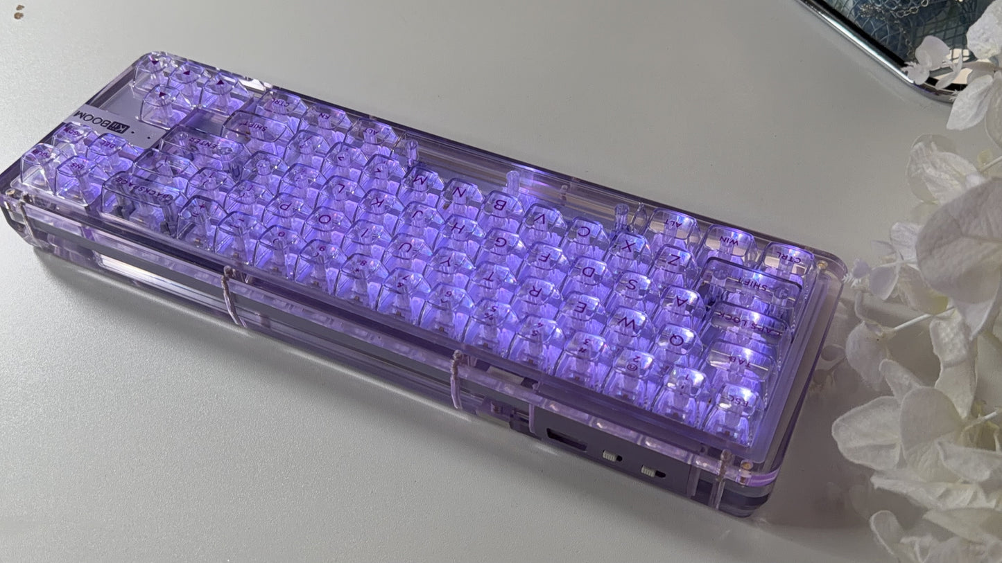 Unboxing For SALEs KiiBOOM Phantom 68 Purple Crystal Mechanical Keyboard + Taro Bobo Keycaps Alpha-A Set & Small Block