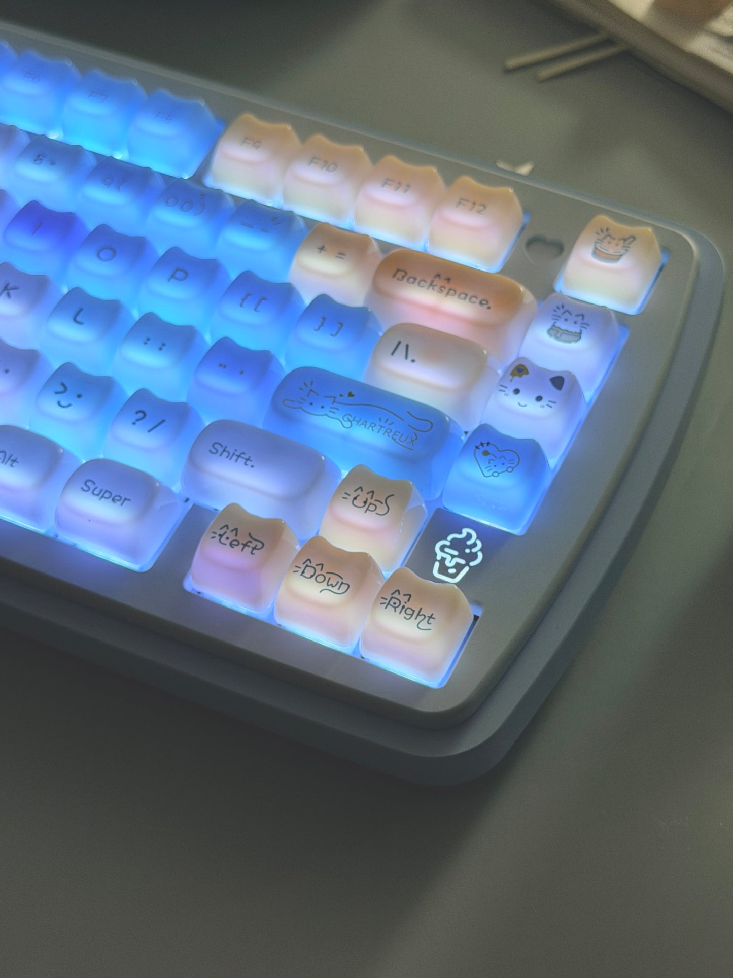 ONLY 1 Instock Prebuilt Aluminum Custom Mechanical Keyboard Yummy75 Blue Set