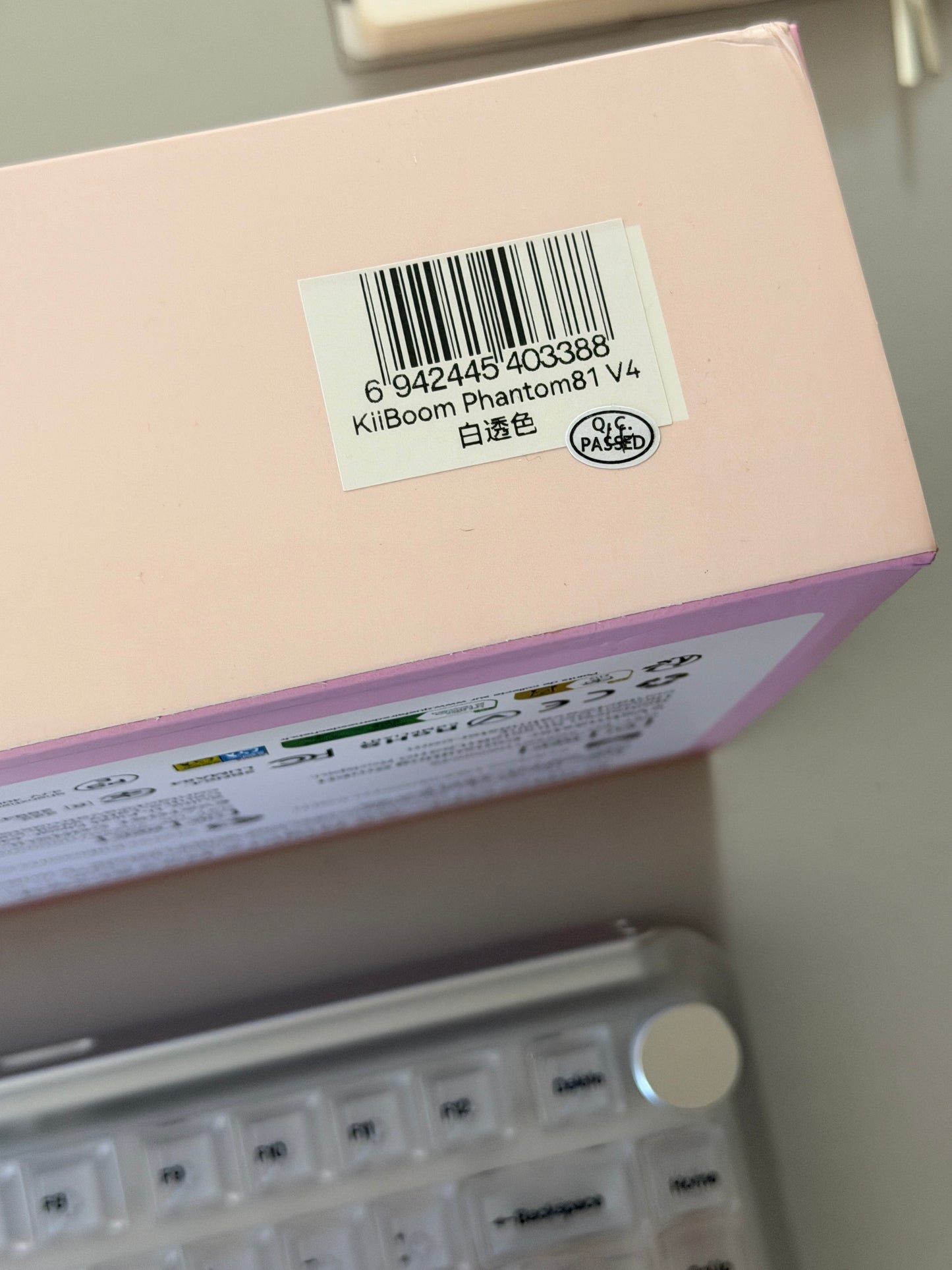Unboxing Sample For Sale ONLY 1 Instock KiiBOOM Phantom 64 Clear Crystal Acrylic Keyboard + custom Peach Pink Keycaps
