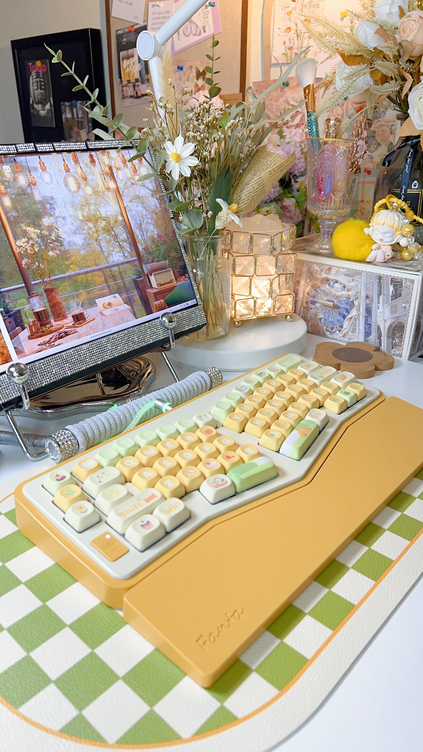 Pastel Green Yellow Go Picnic Spring Break Soa Profile Kawai Keycap Set Pandora Studio 142 Keys